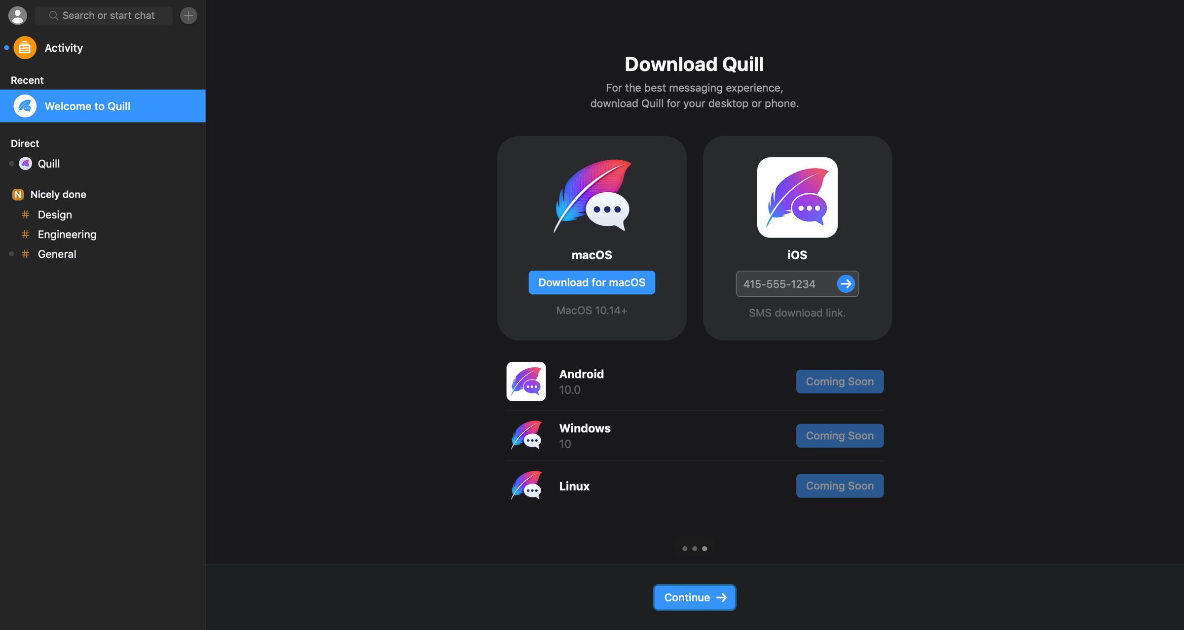 Quill - Download app screen