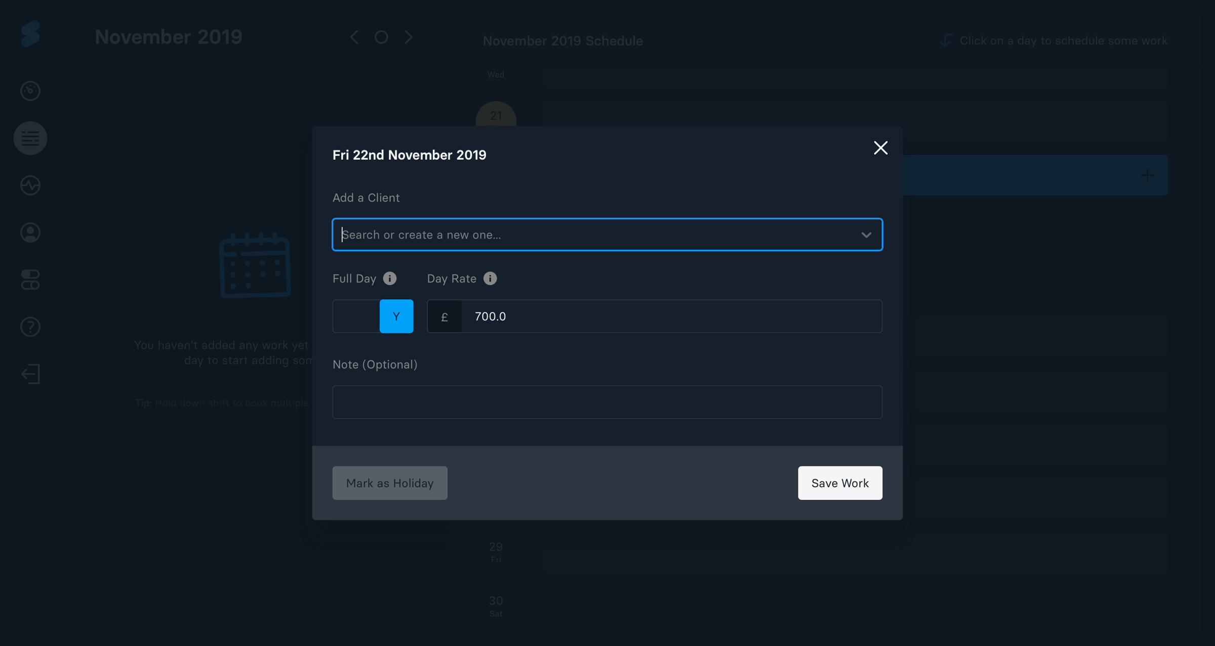 Slate - Schedule work screen