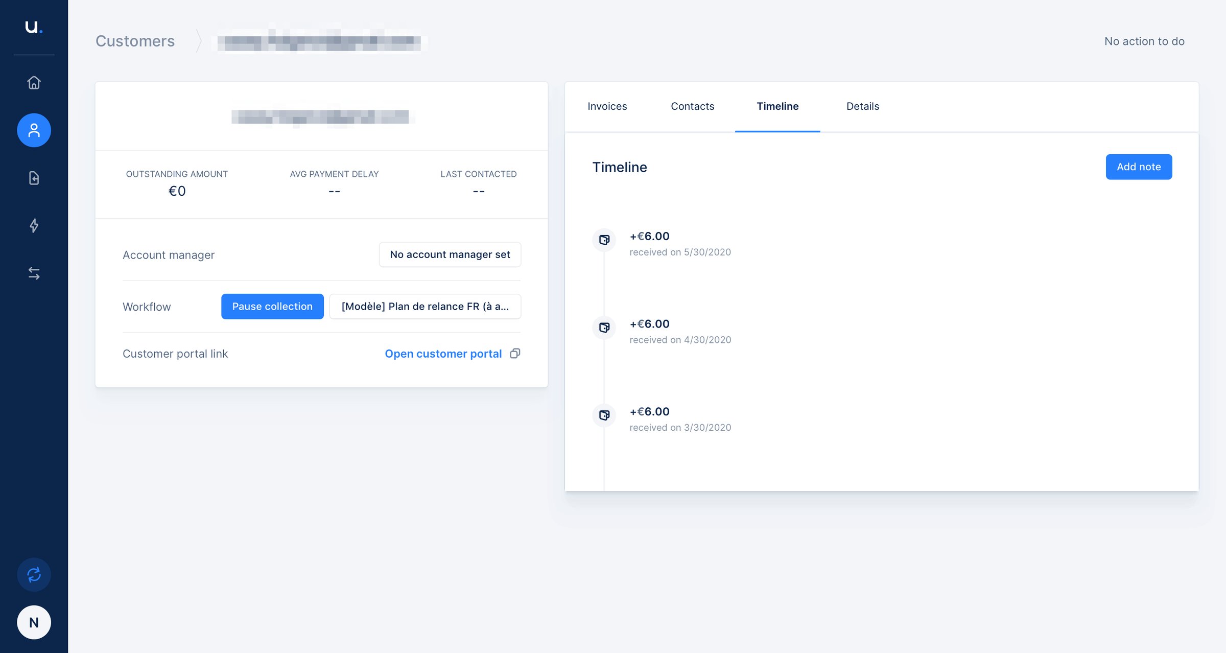 Upflow - Customer profile screen