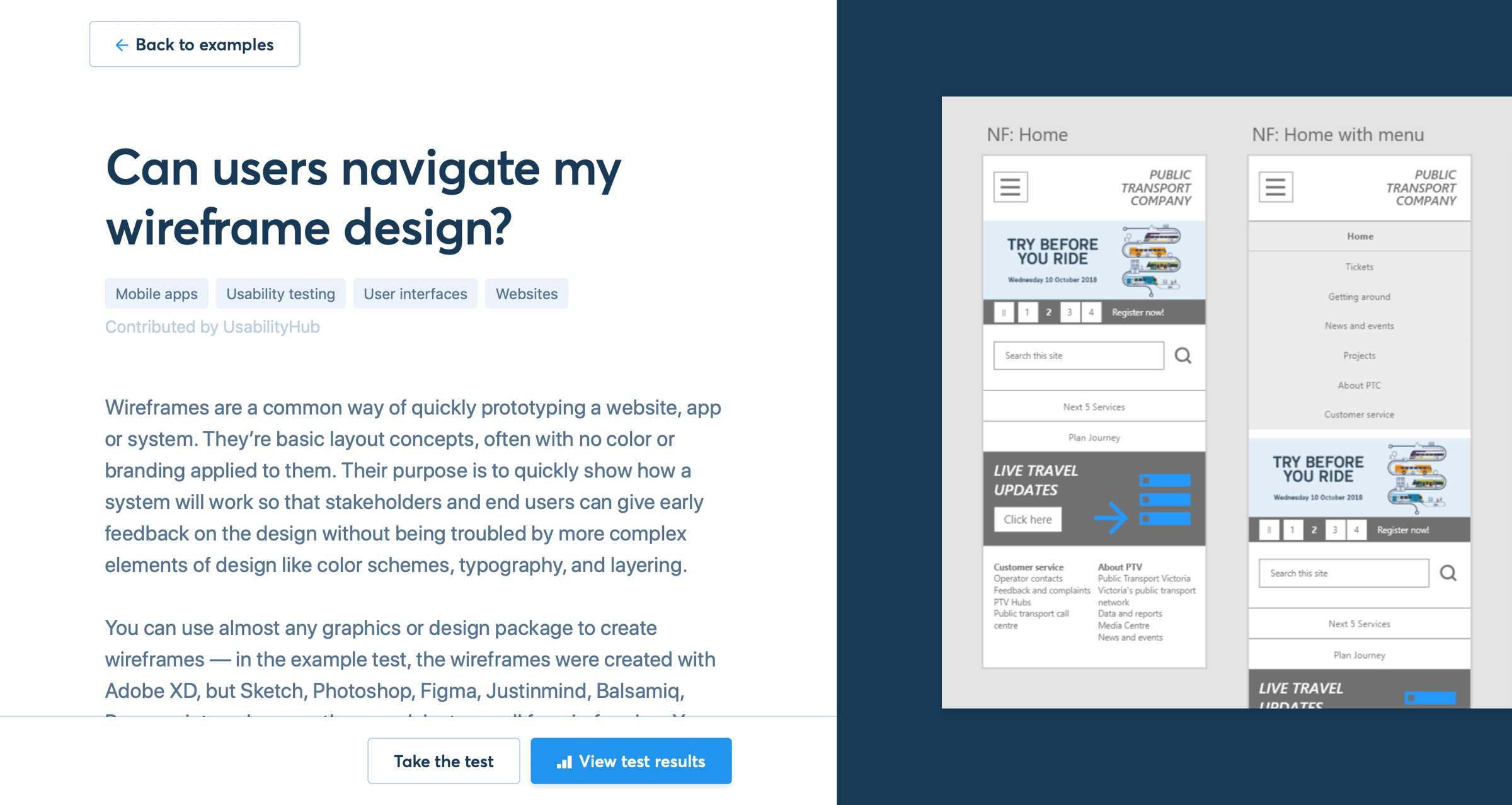 UsabilityHub - Templates screen