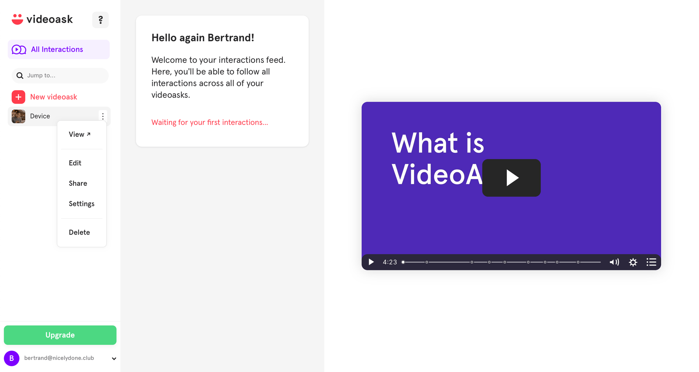 Videoask - Dropdown screen
