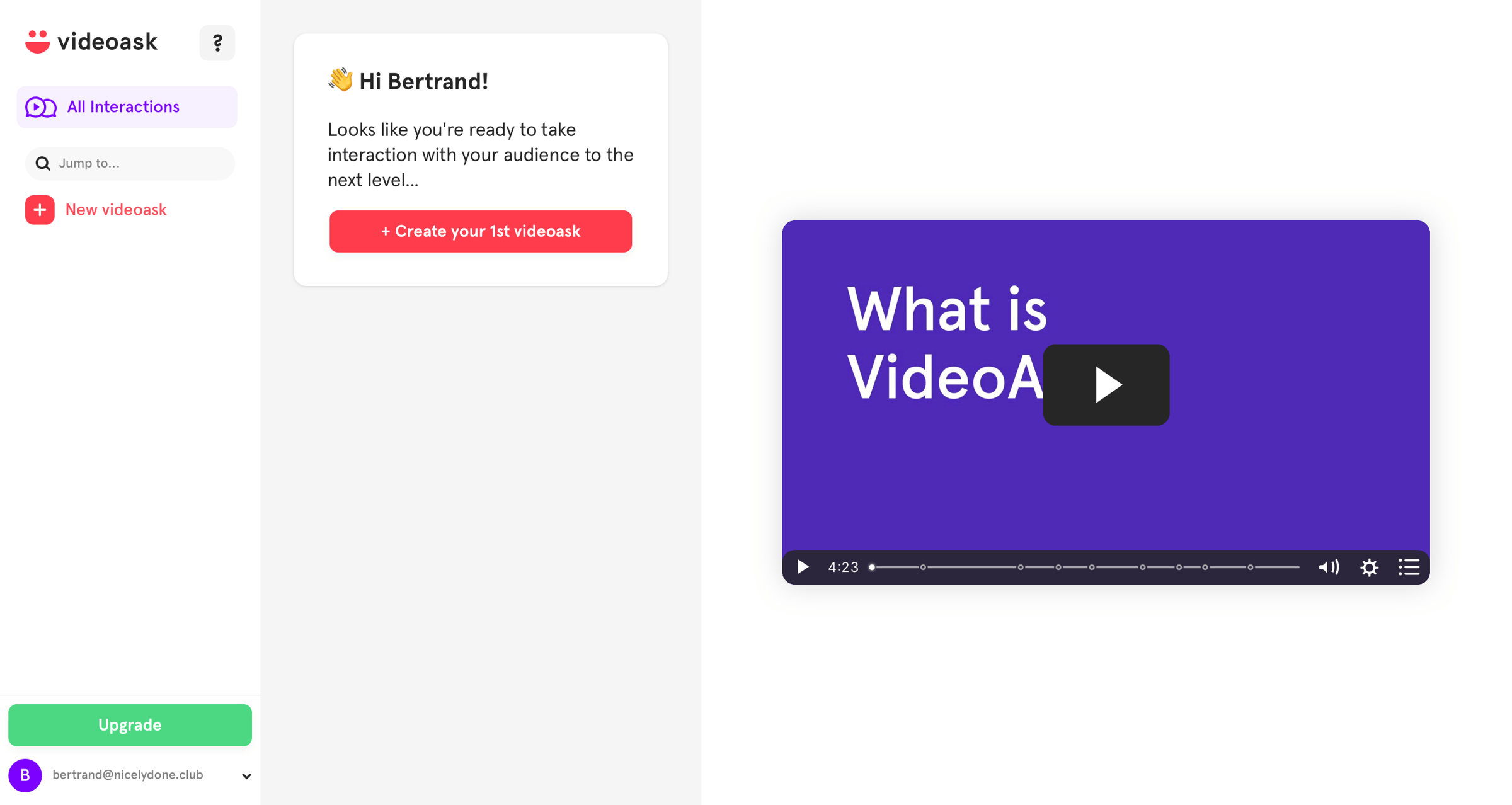 Videoask - Home screen