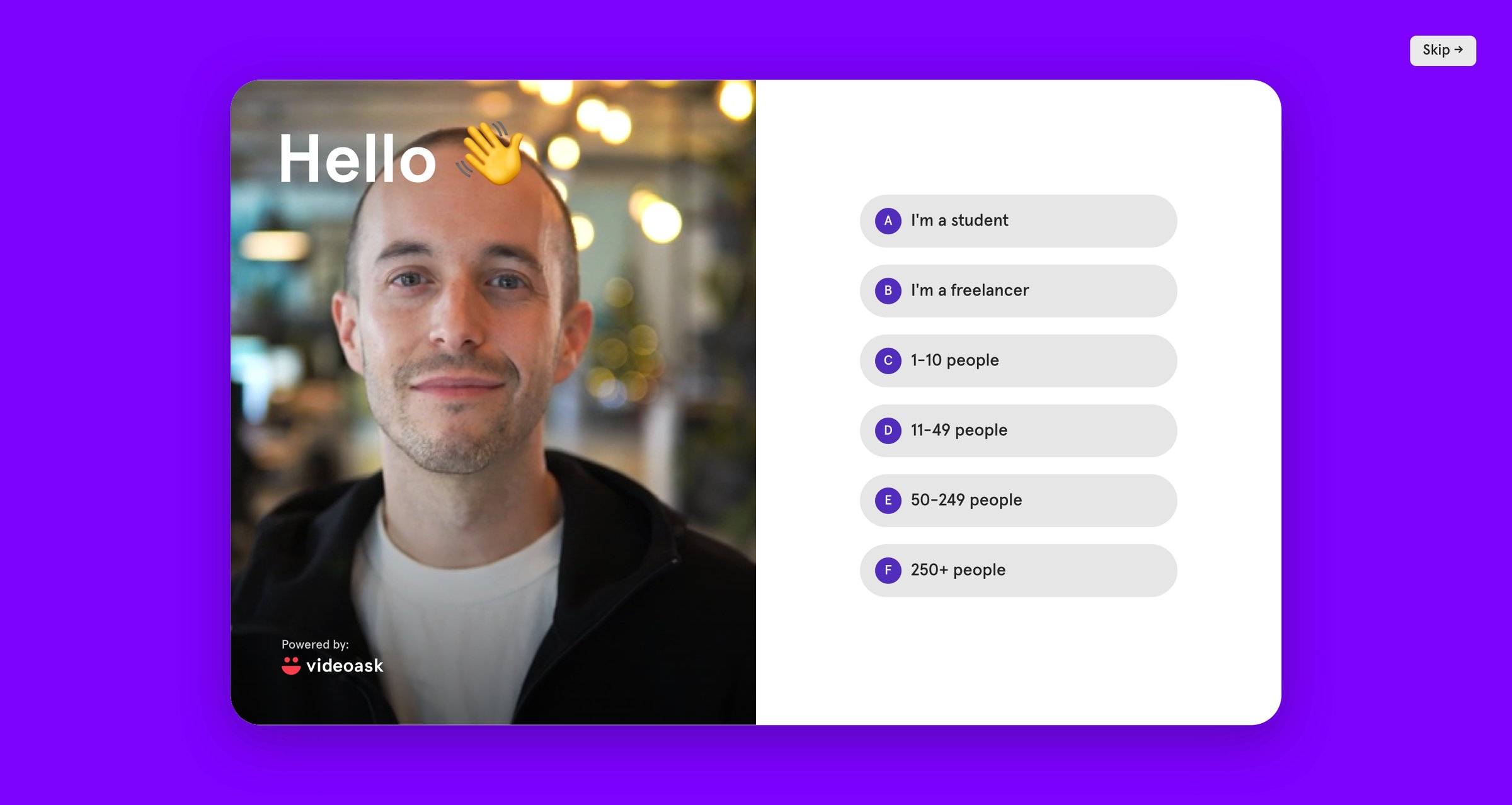 Videoask - Onboarding screen