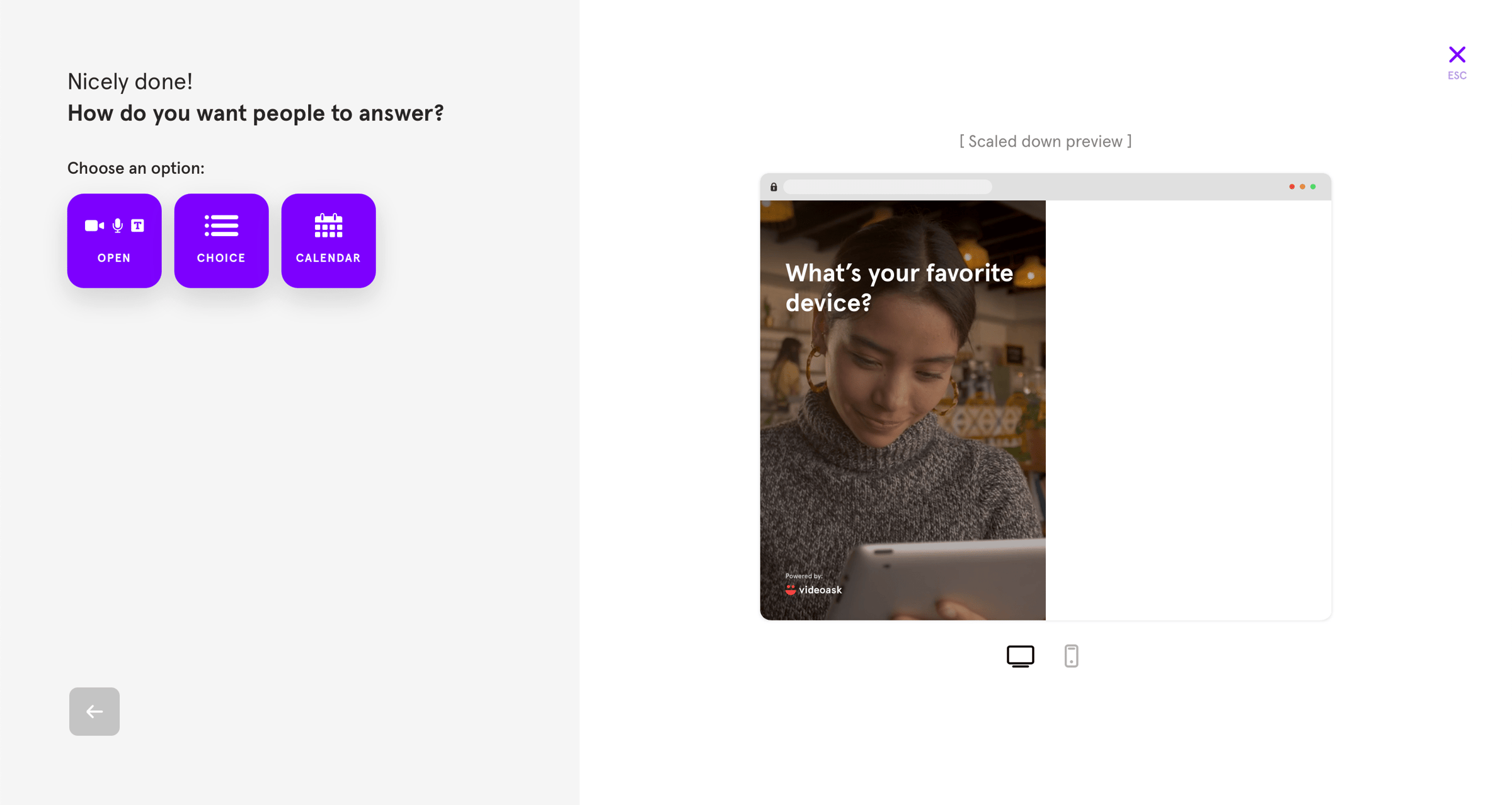 Videoask - Reponse type screen