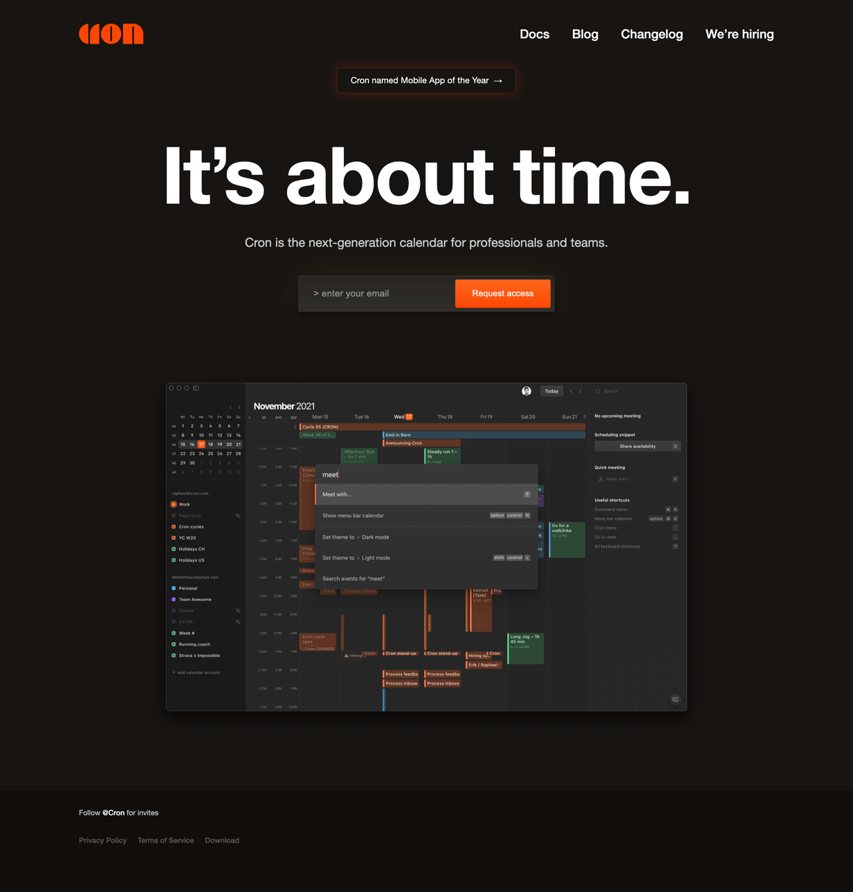 Cron screen