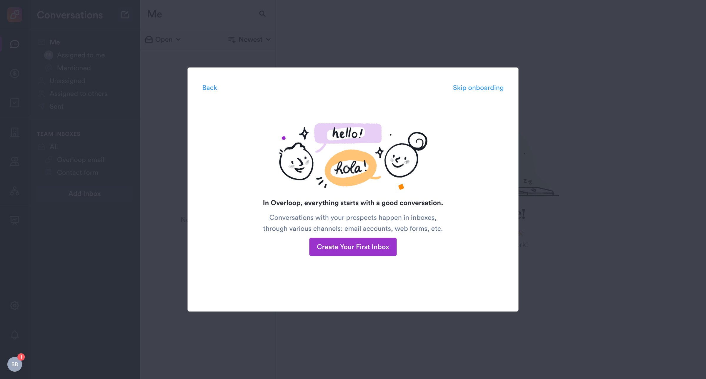 Overloop - Conversations • Overloop screen