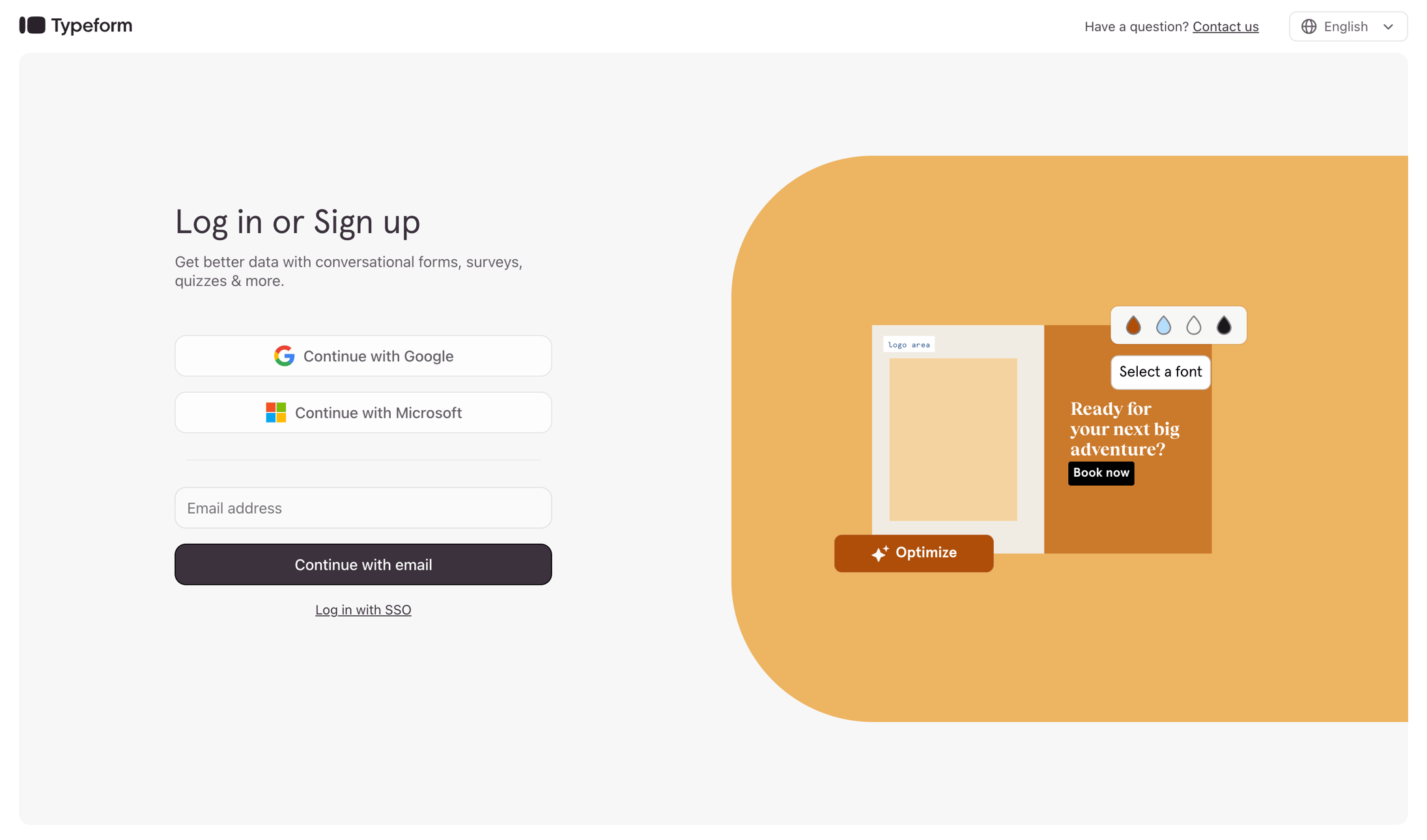 Typeform screen