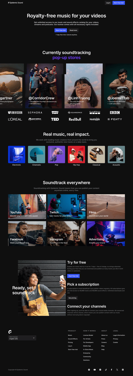 Epidemic Sound screen