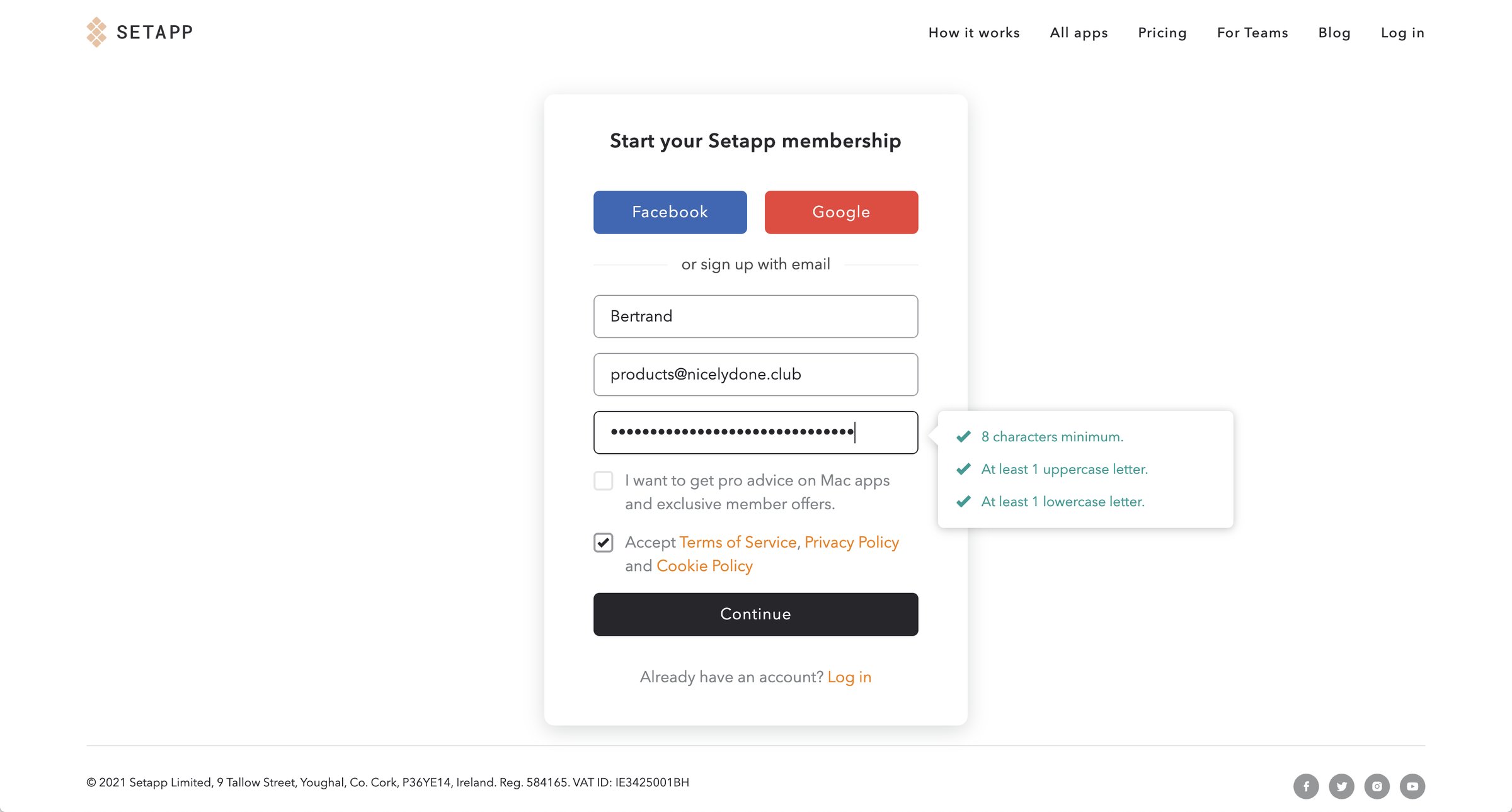 Setapp - Setapp | Personal User Account screen