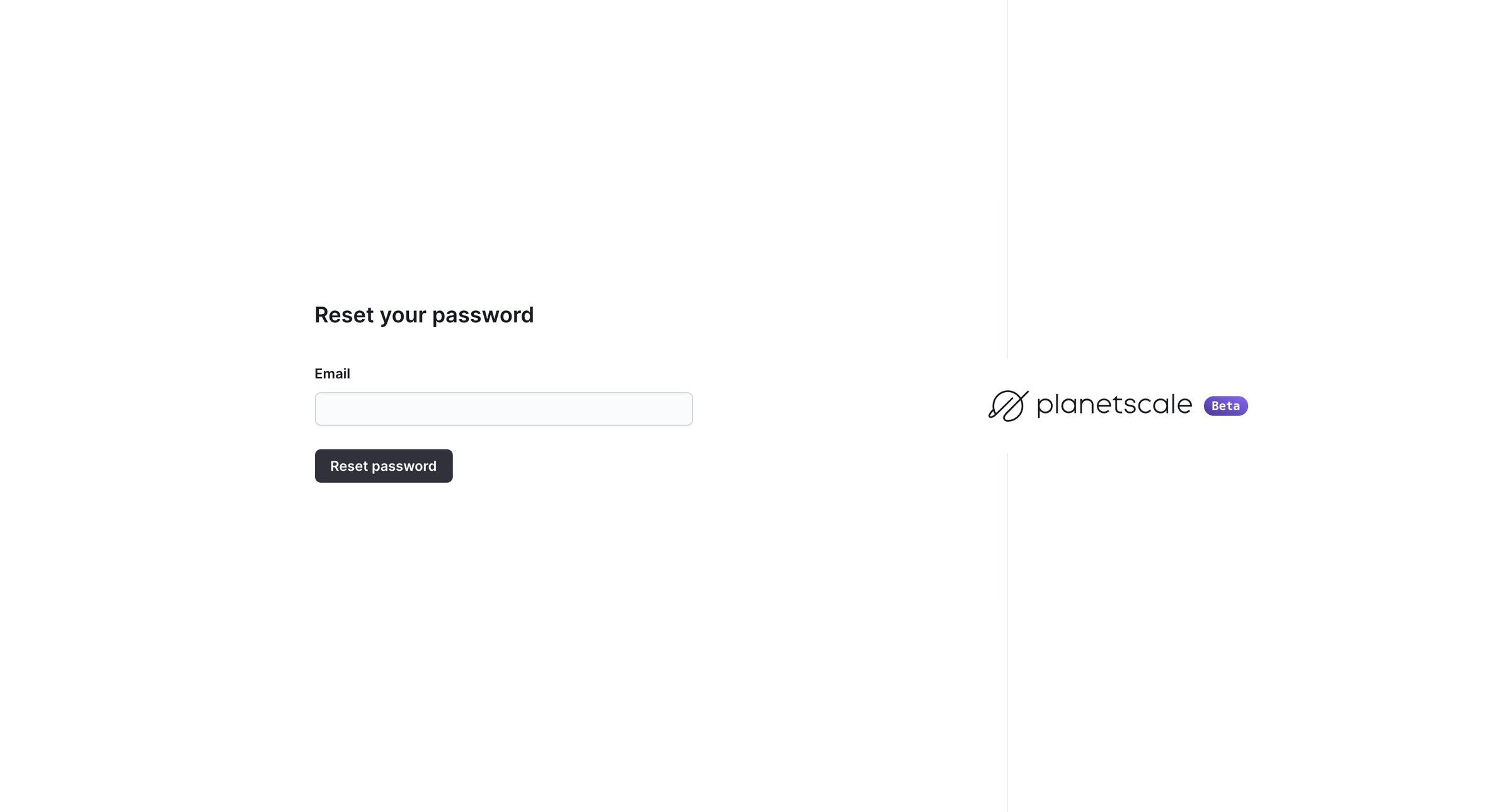PlanetScale - Reset your password - PlanetScale screen