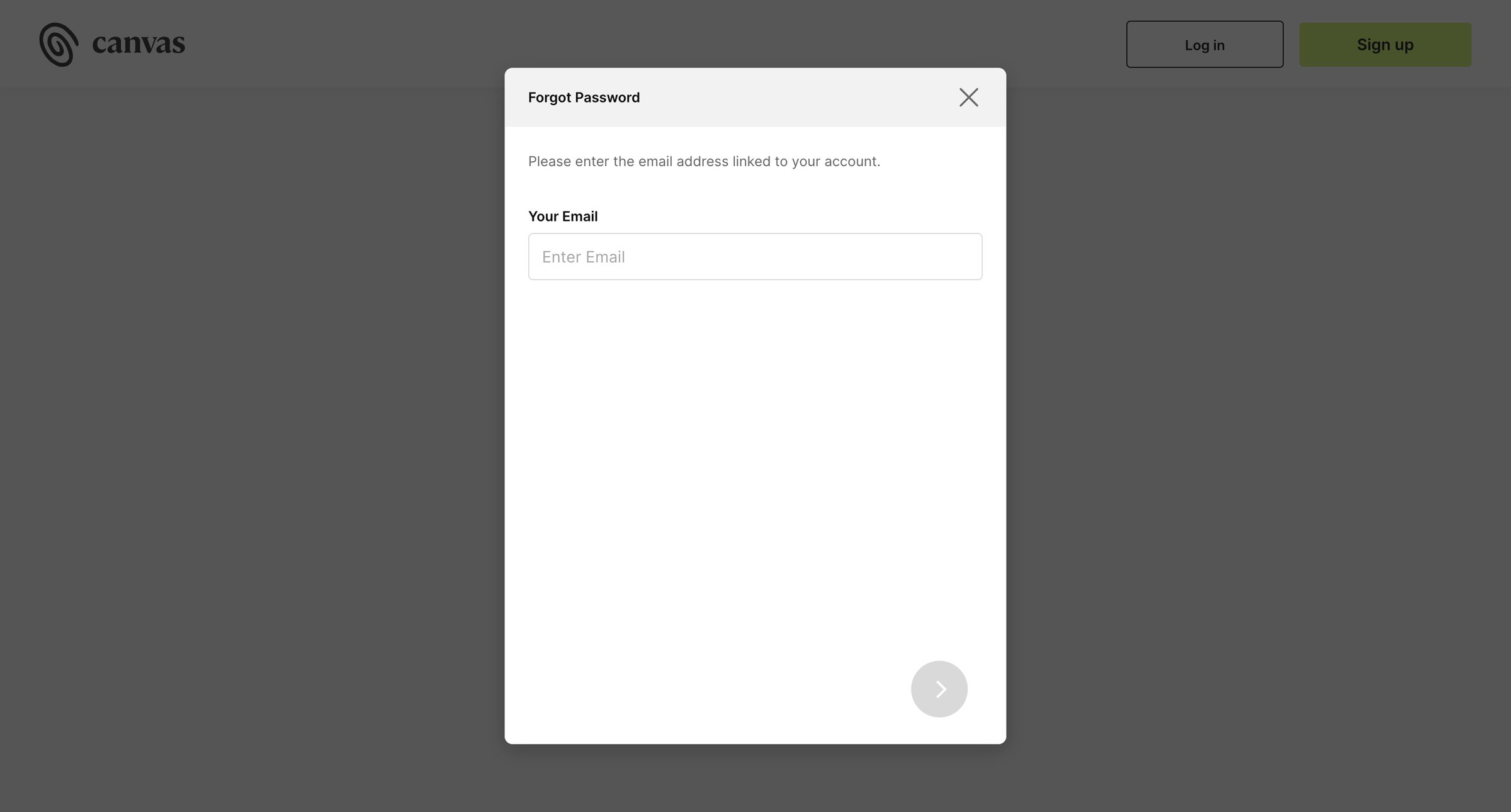 Untapped - Forgot Password | Canvas screen