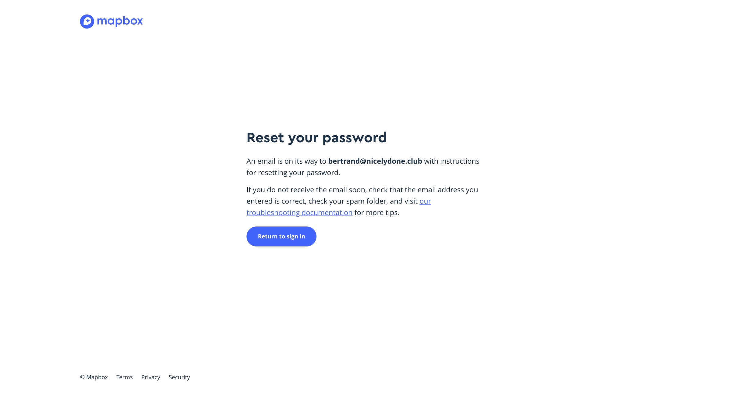 Mapbox - Reset password | Mapbox screen