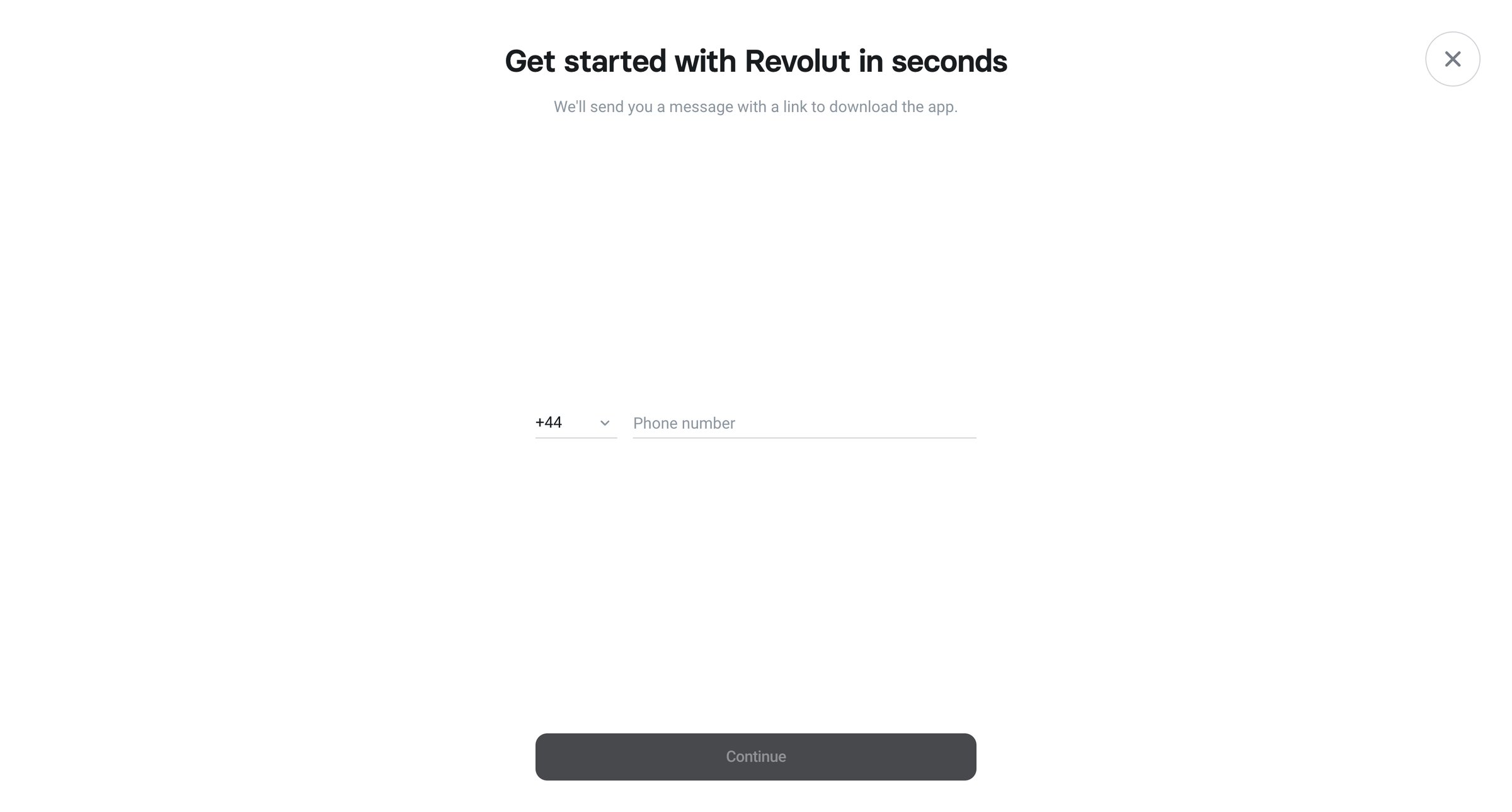 Revolut - Get the App Revolut screen