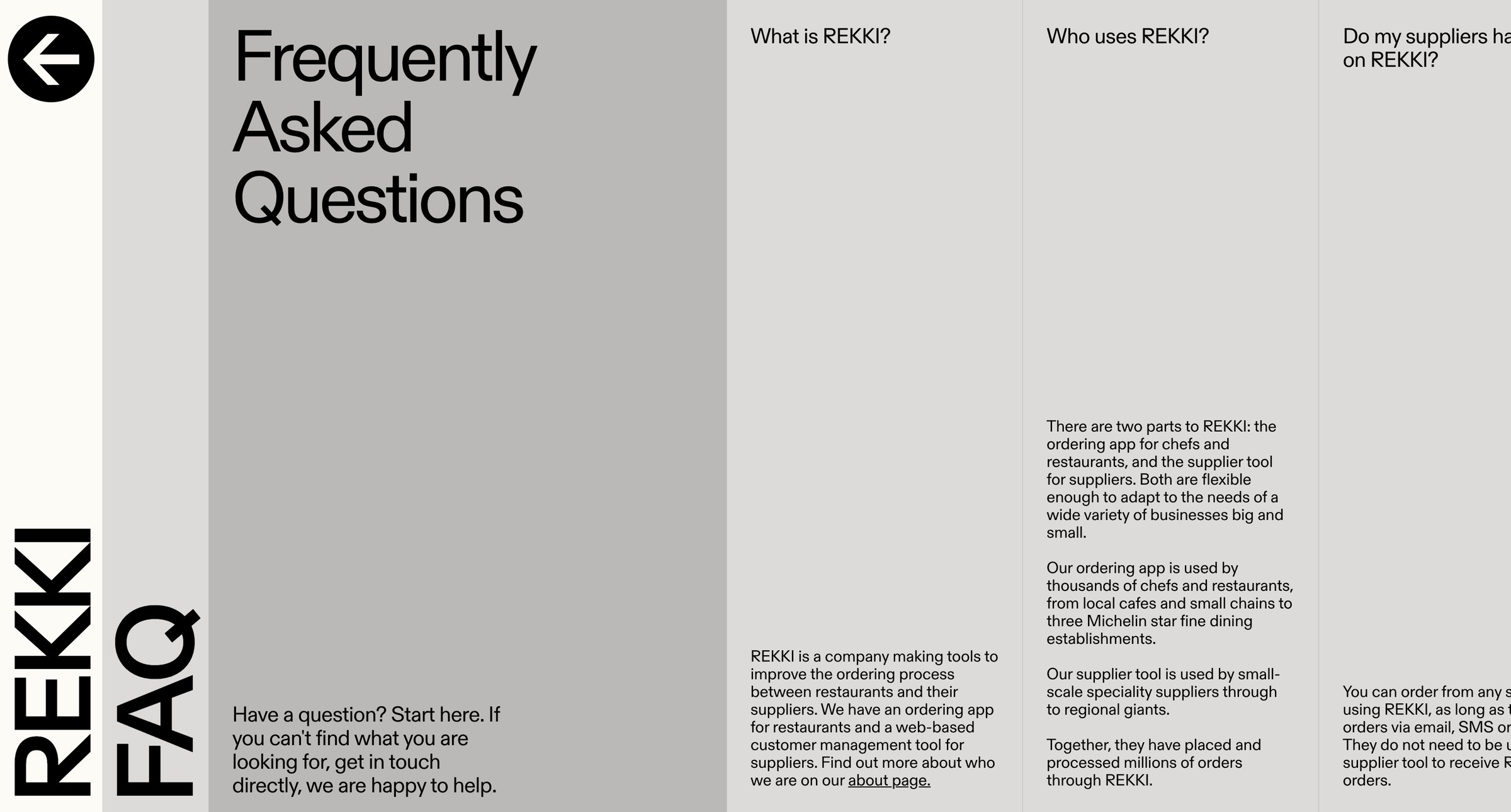 Rekki - REKKI – FAQ screen