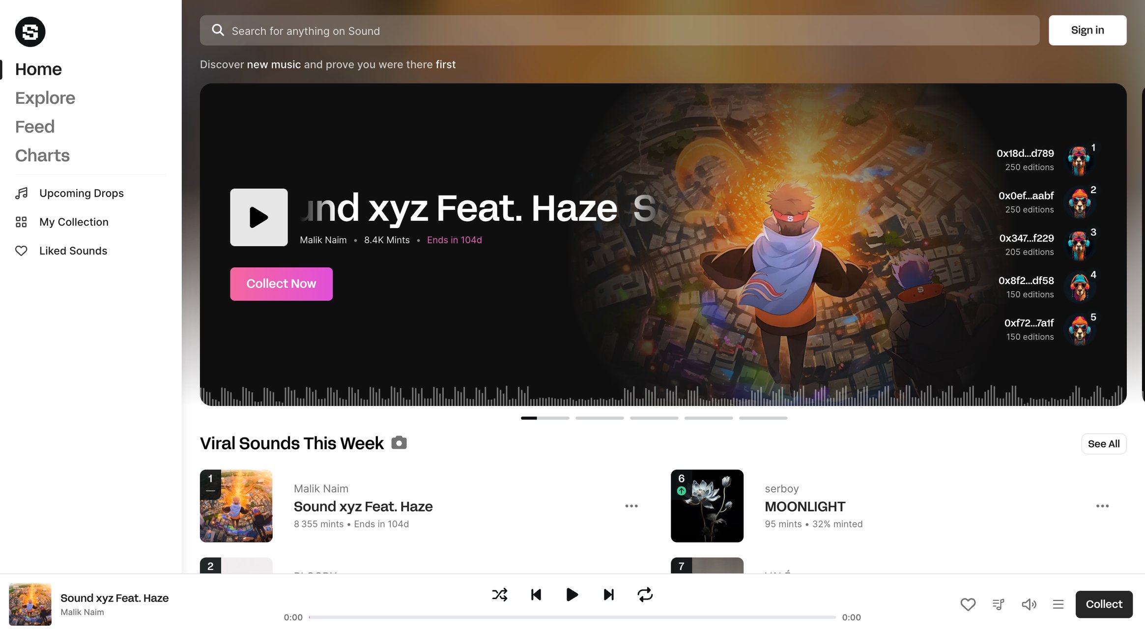 Sound.xyz screen