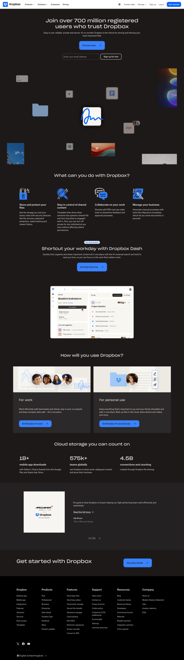Dropbox screen
