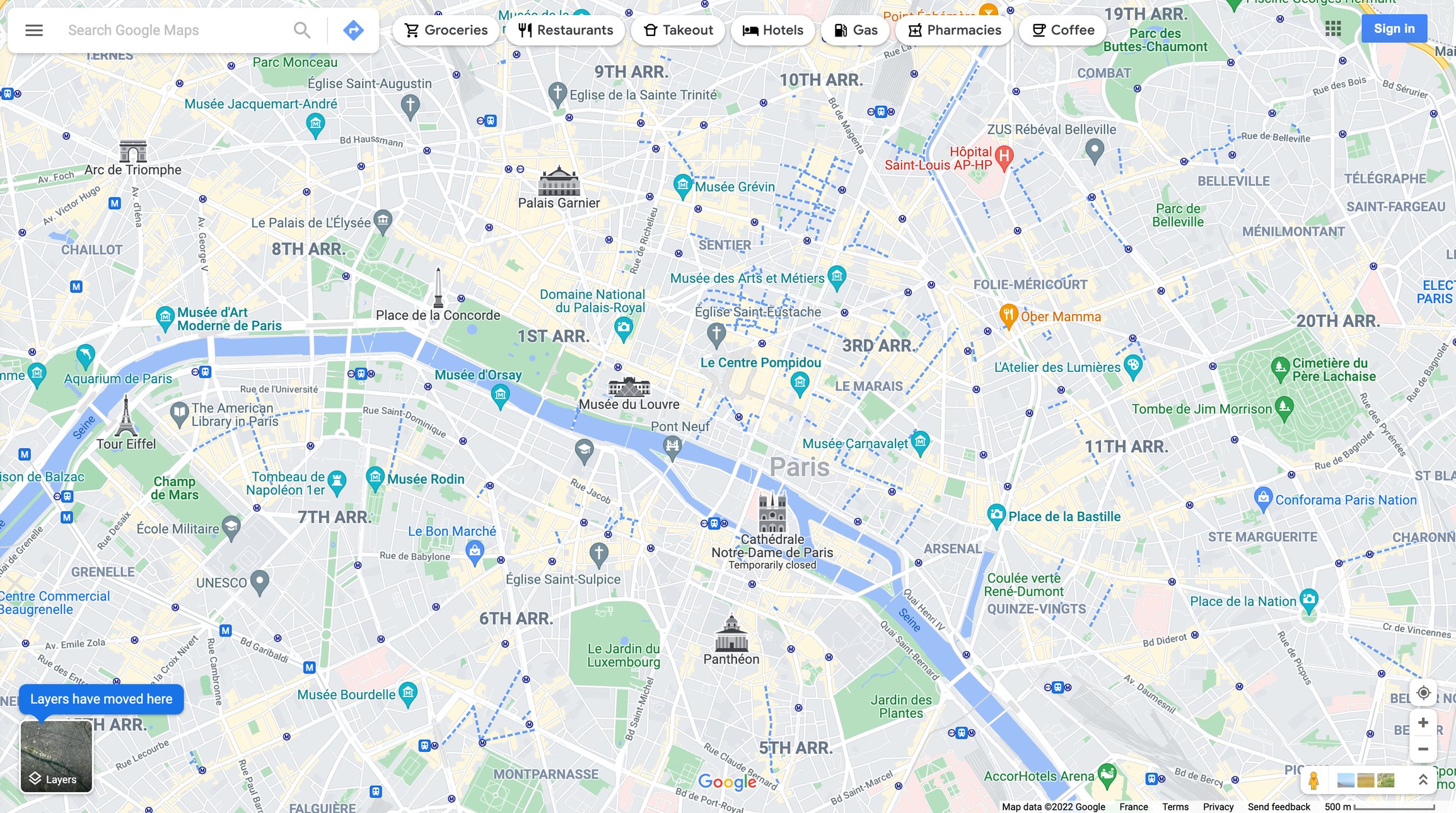 Google maps screen
