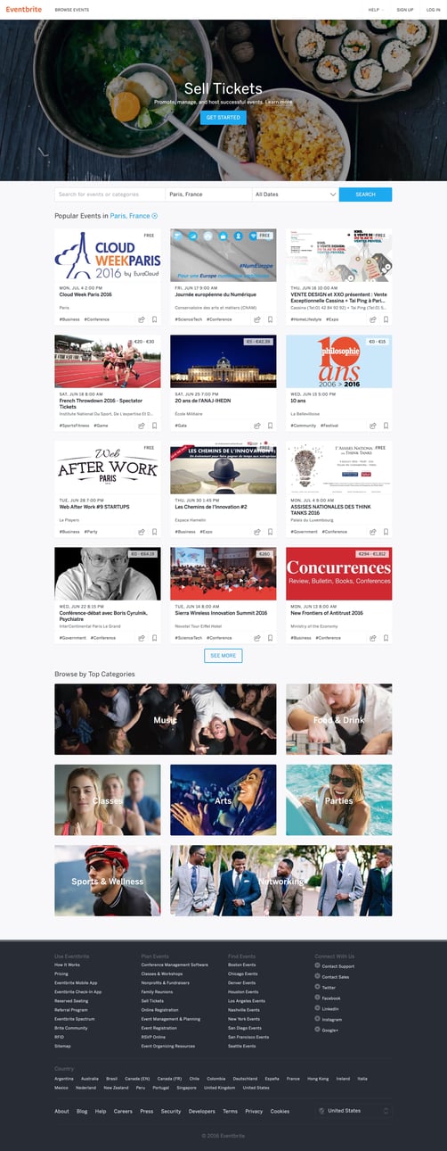 Eventbrite screen