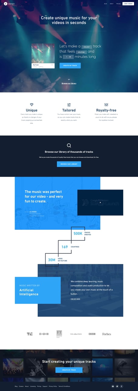 Jukedeck screen