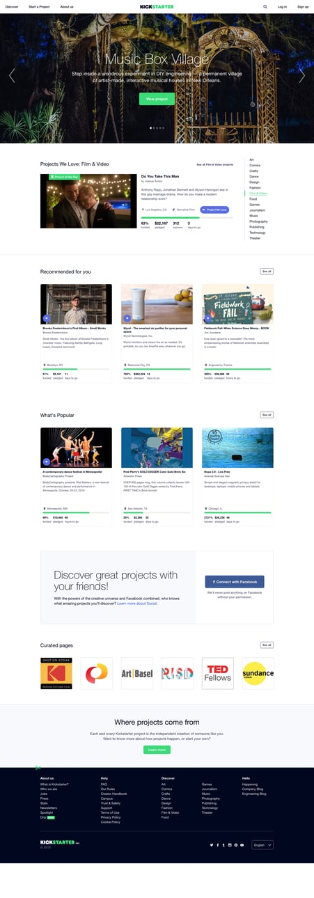 Kickstarter screen