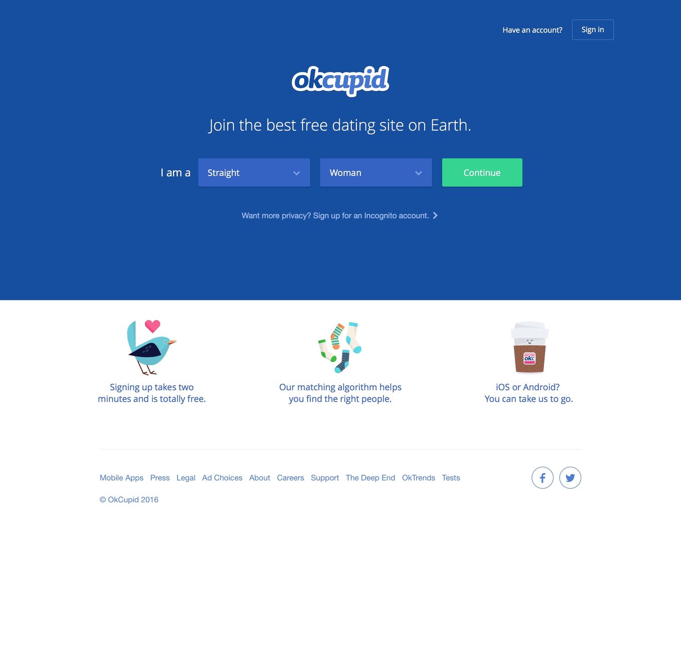OkCupid screen