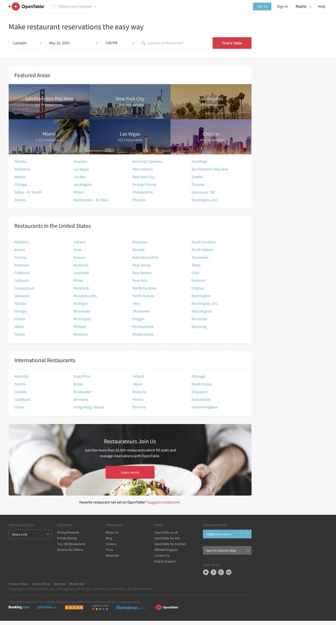 OpenTable screen