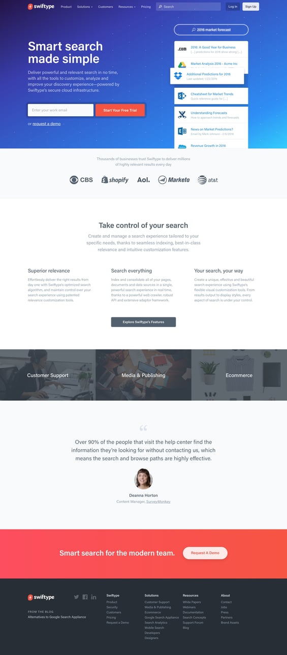 Swiftype screen