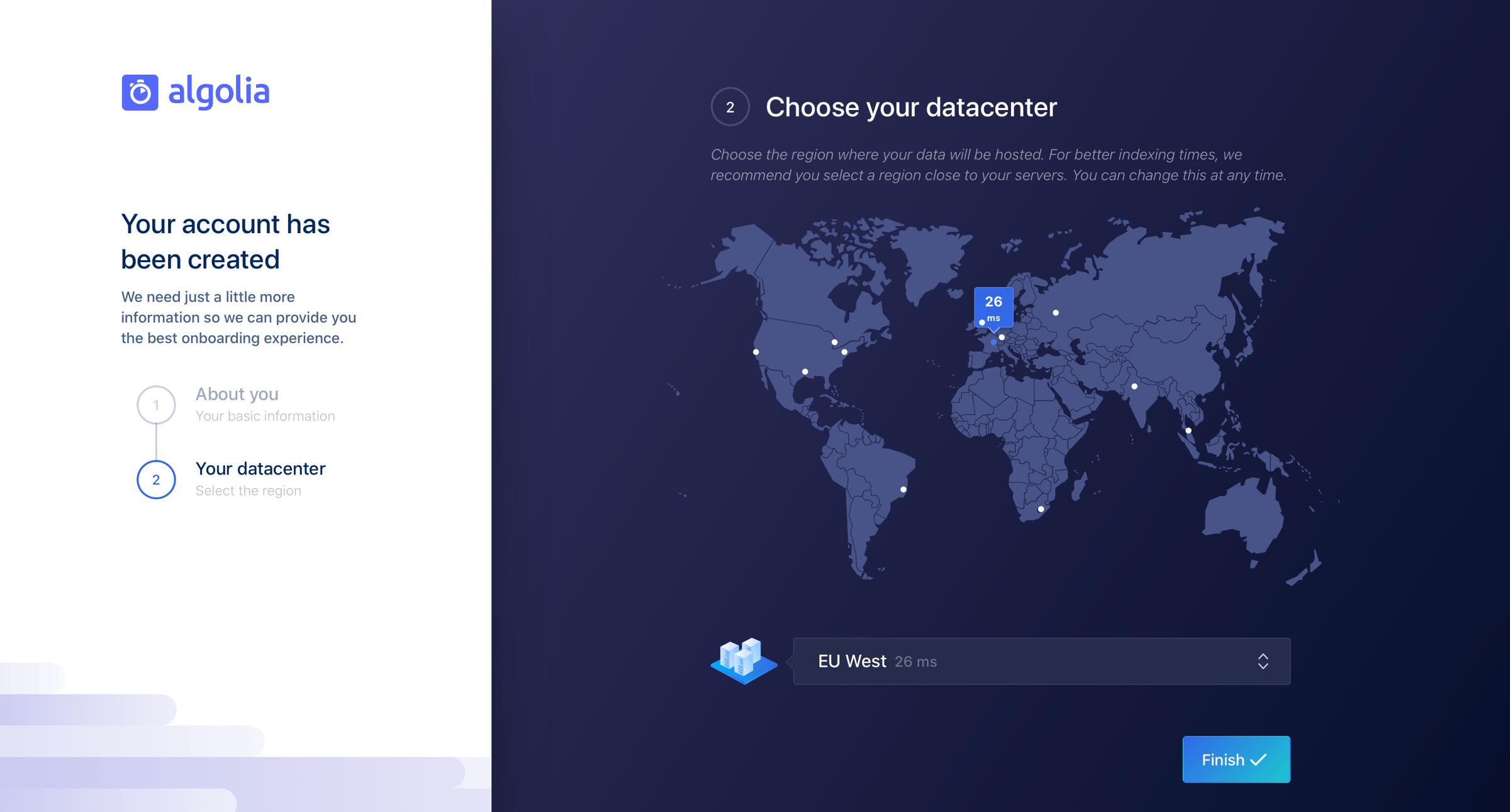 Algolia - Onboarding screen