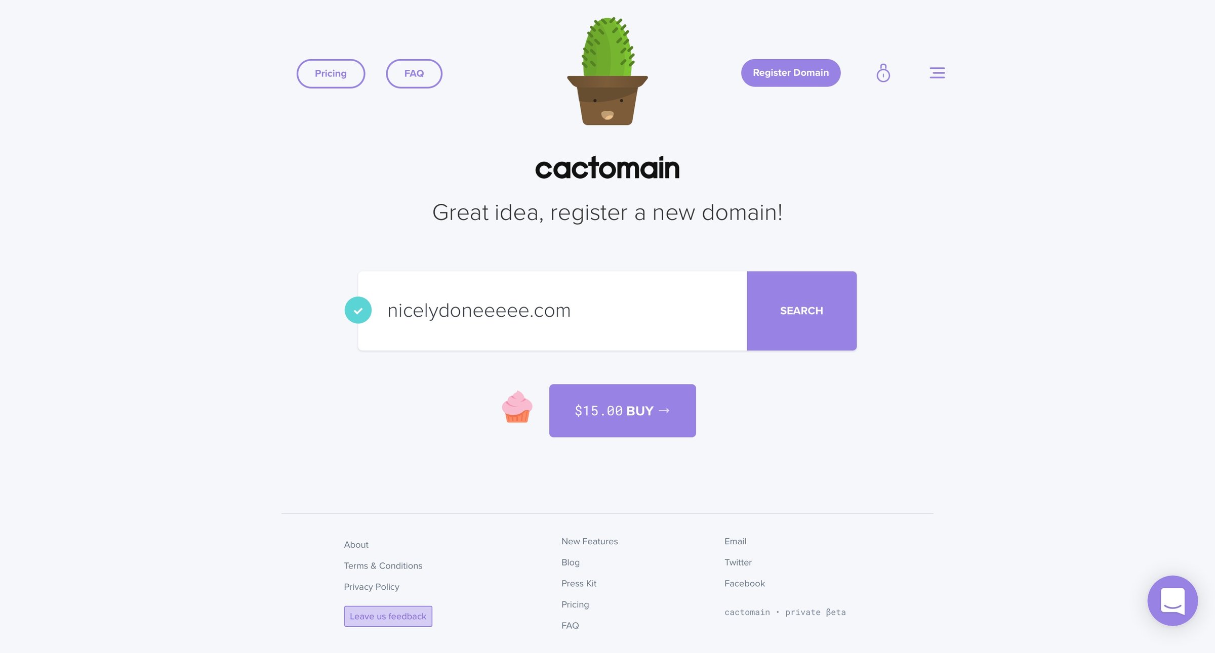 Cactomain - Create screen