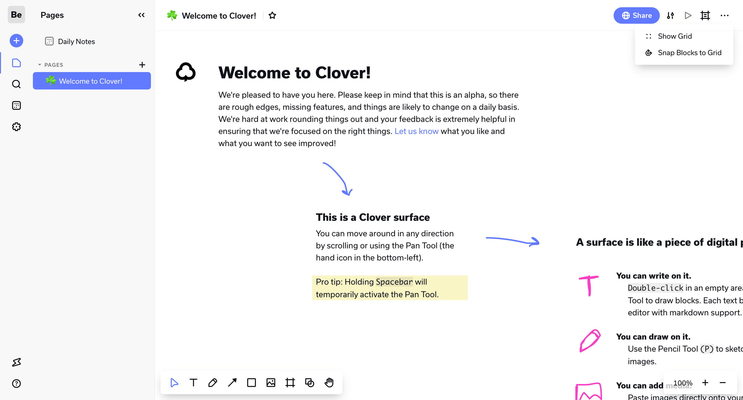 Clover - Welcome to Clover! - Bertrand screen