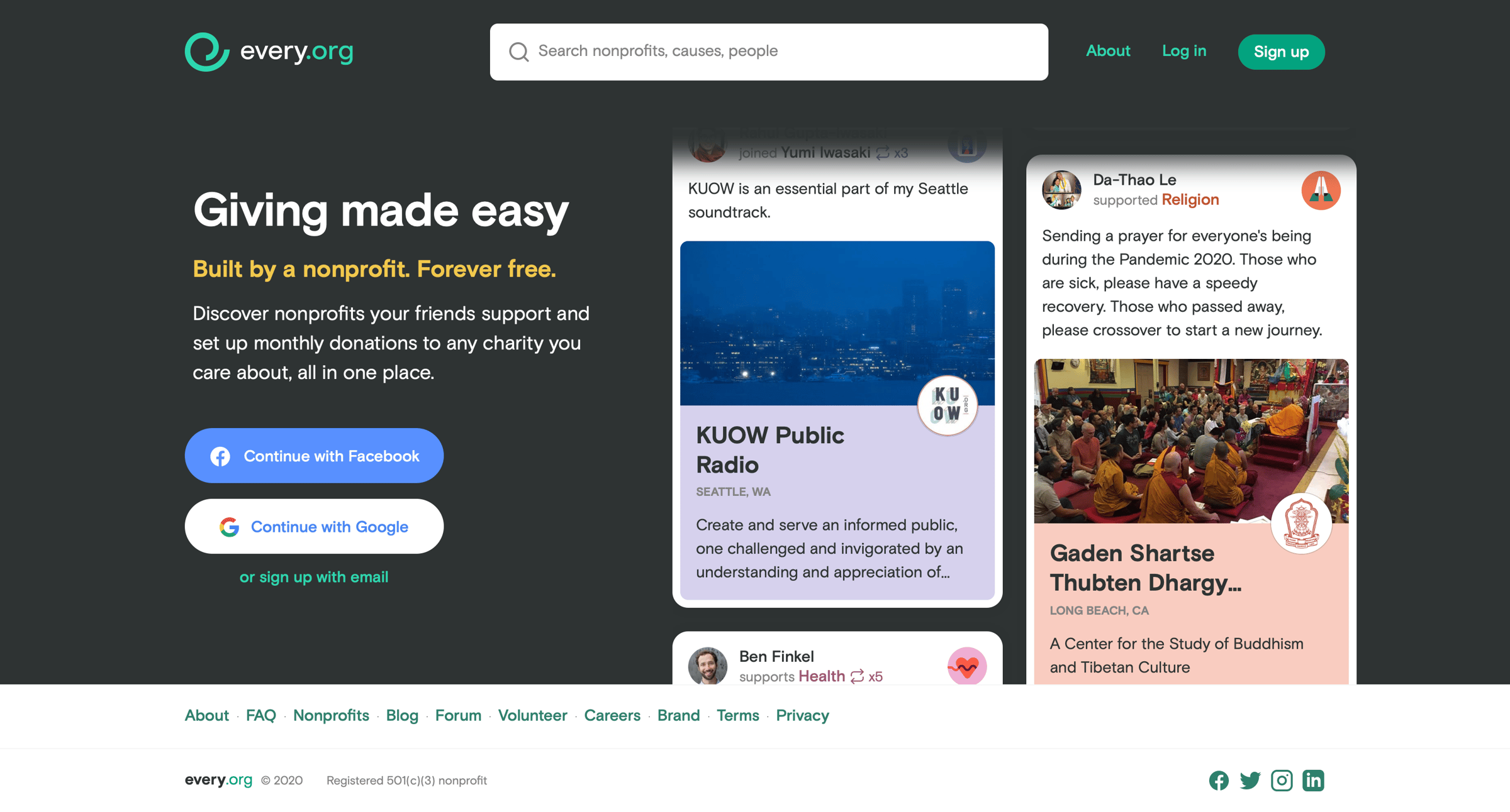 Every - Landing page screen