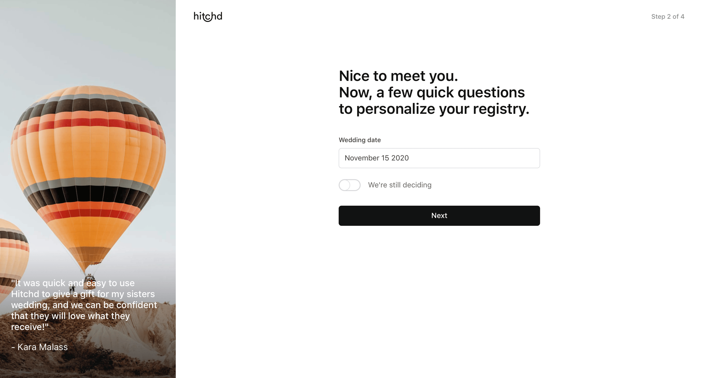 Hitchd - Onboarding screen