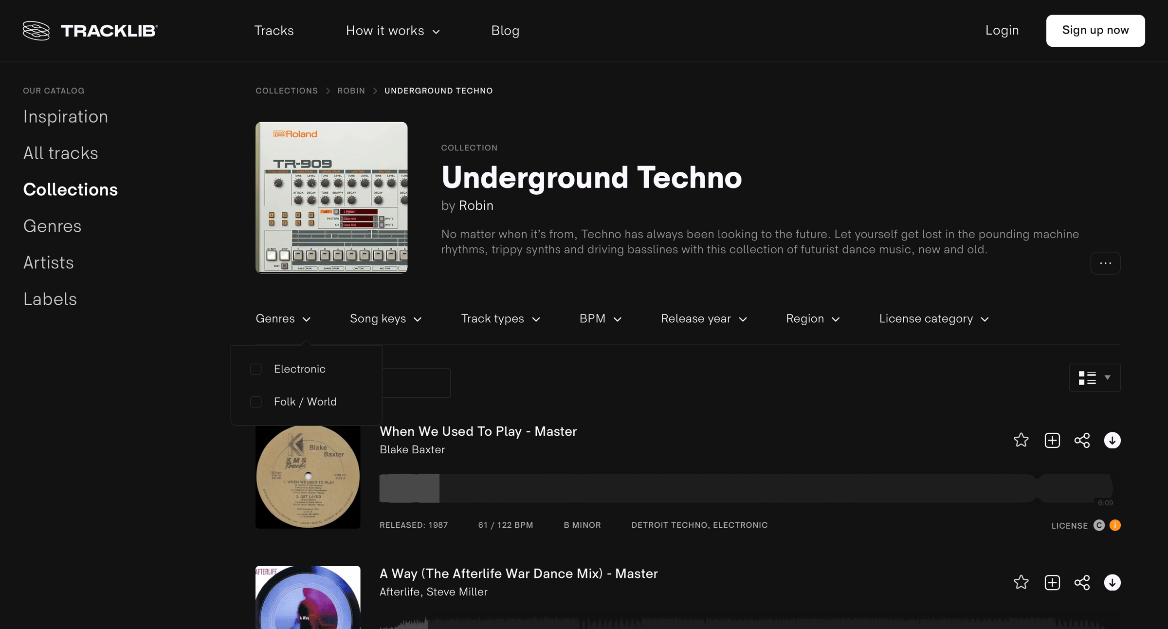 Tracklib - Underground Techno, a collection by Robin on Tracklib screen