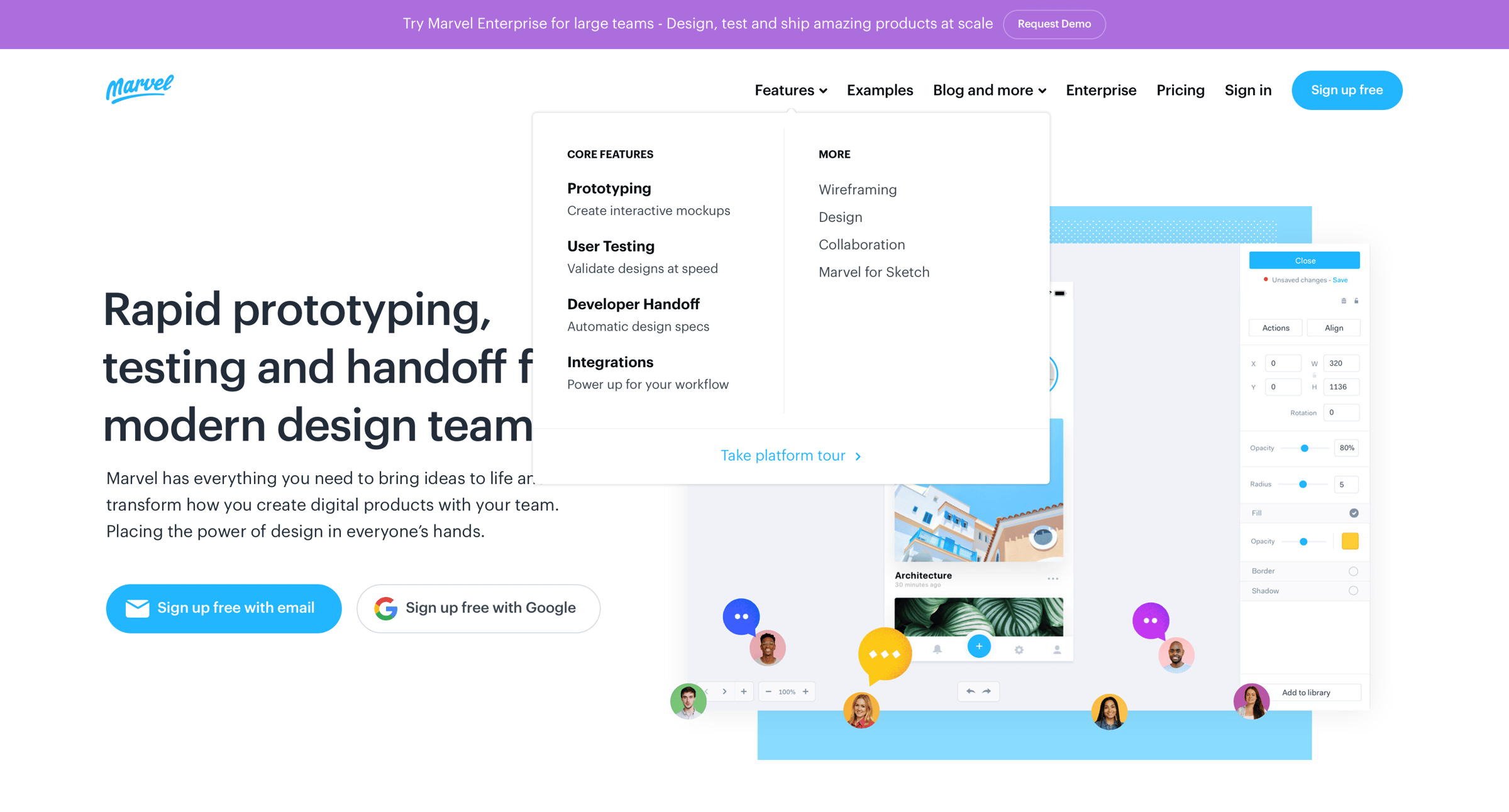 Marvel - Marvel - The design platform for digital products. Get started for free. screen