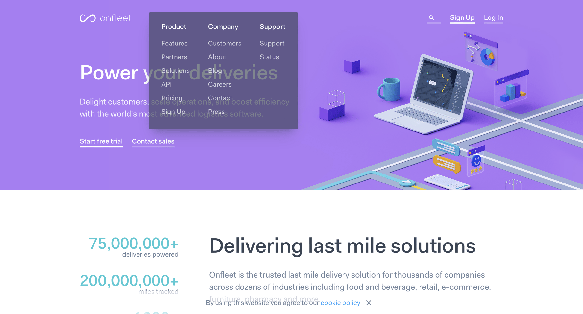 Onfleet - Onfleet | Power your deliveries screen