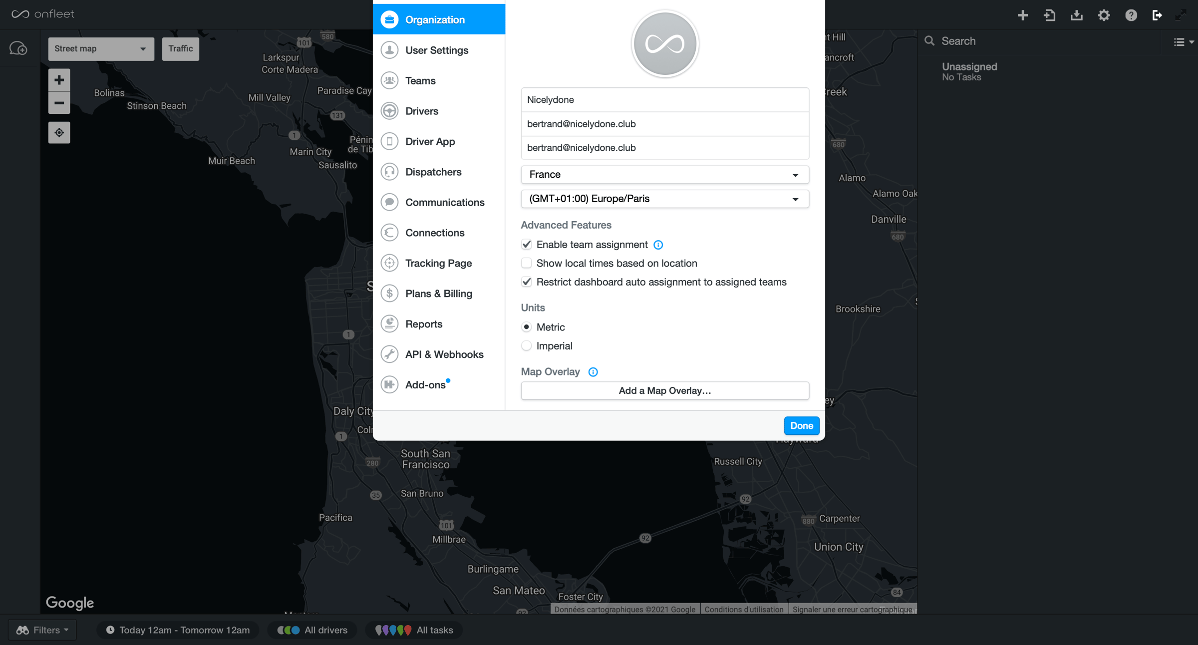 Onfleet screen