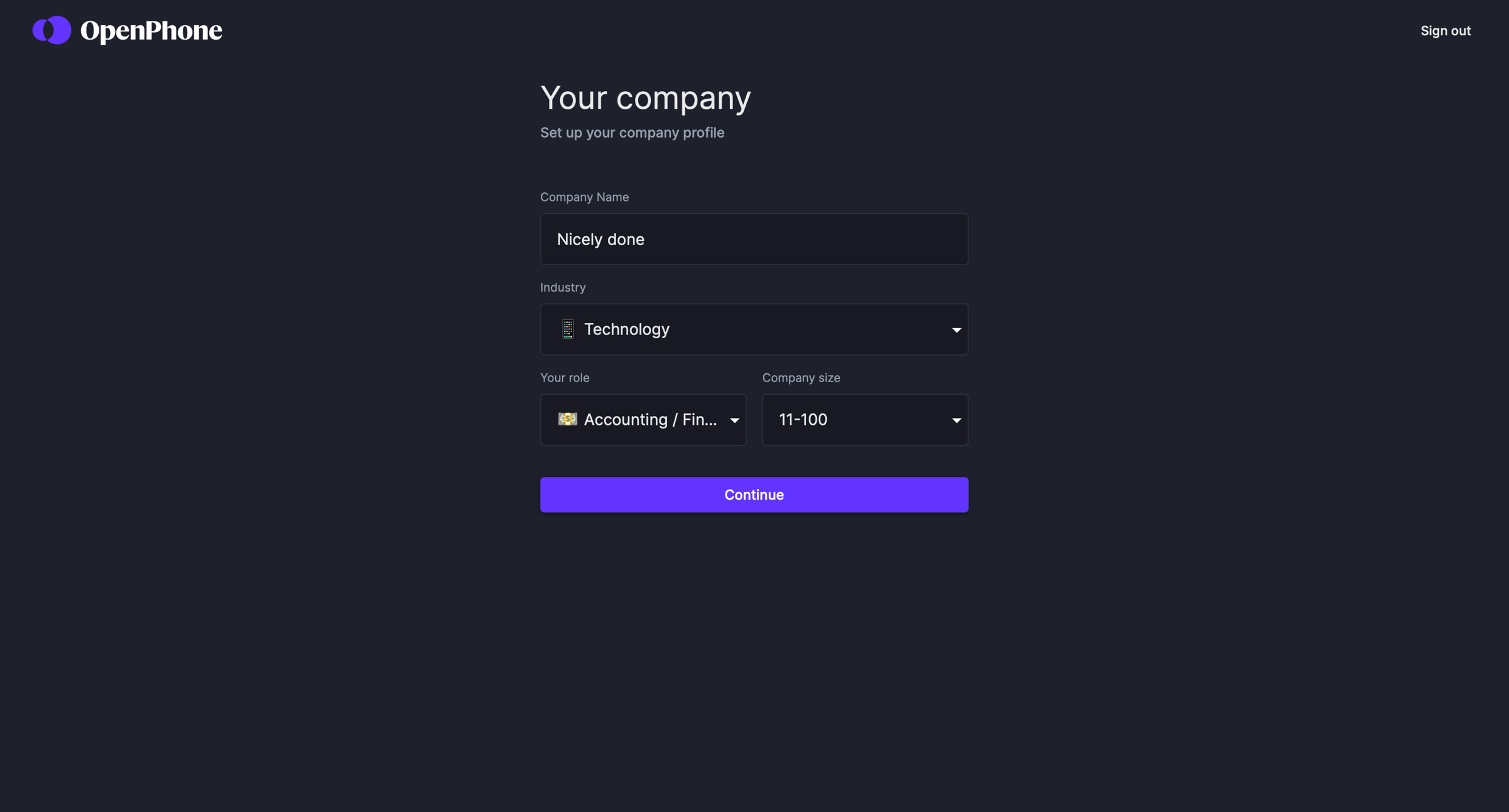 OpenPhone - Onboarding screen