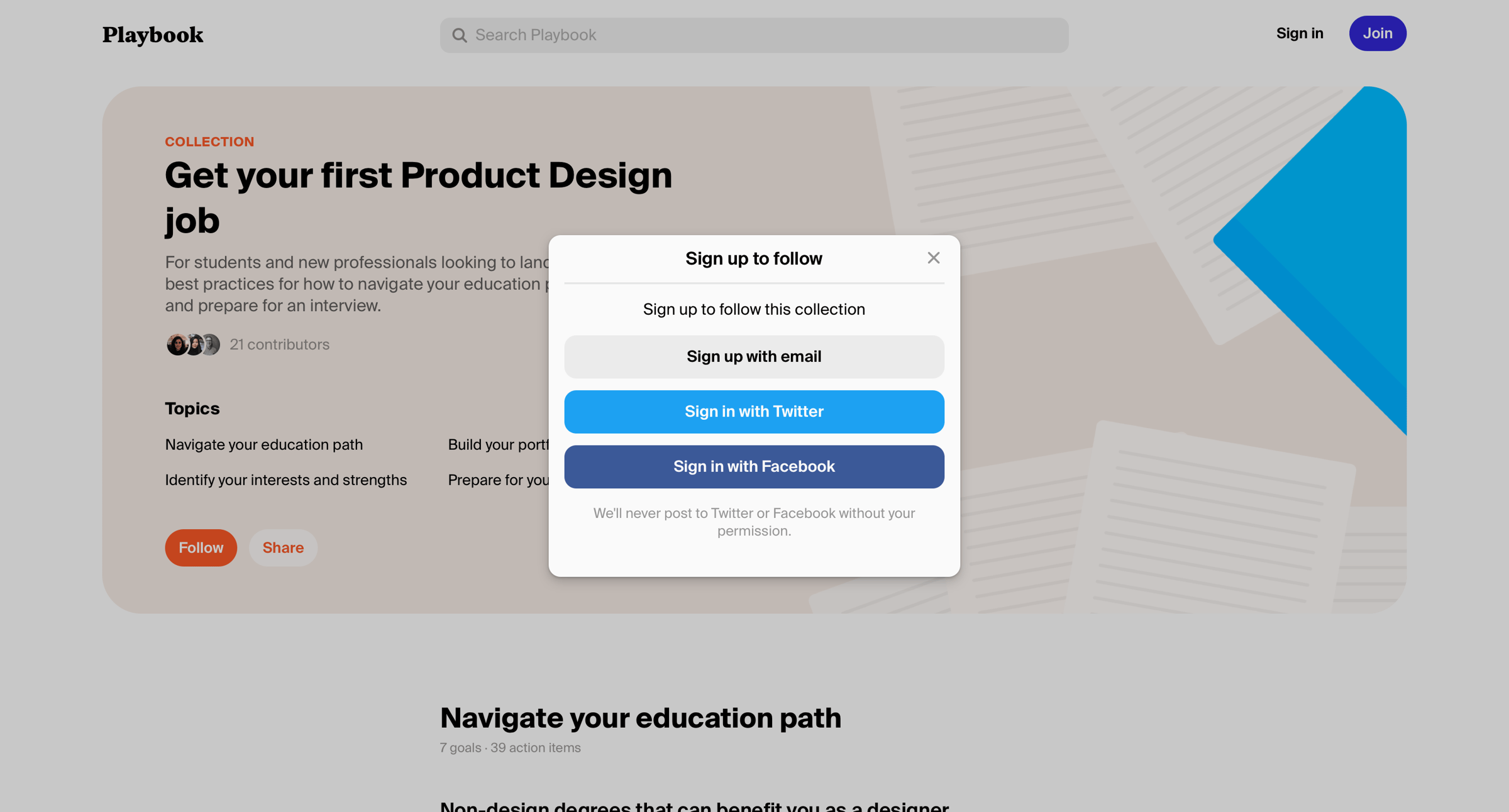 Playbook - Get your first Product Design job Collection - Playbook screen