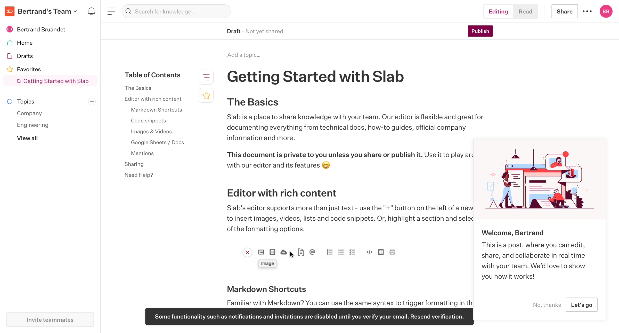 Slab - Getting Started with Slab - Slab screen