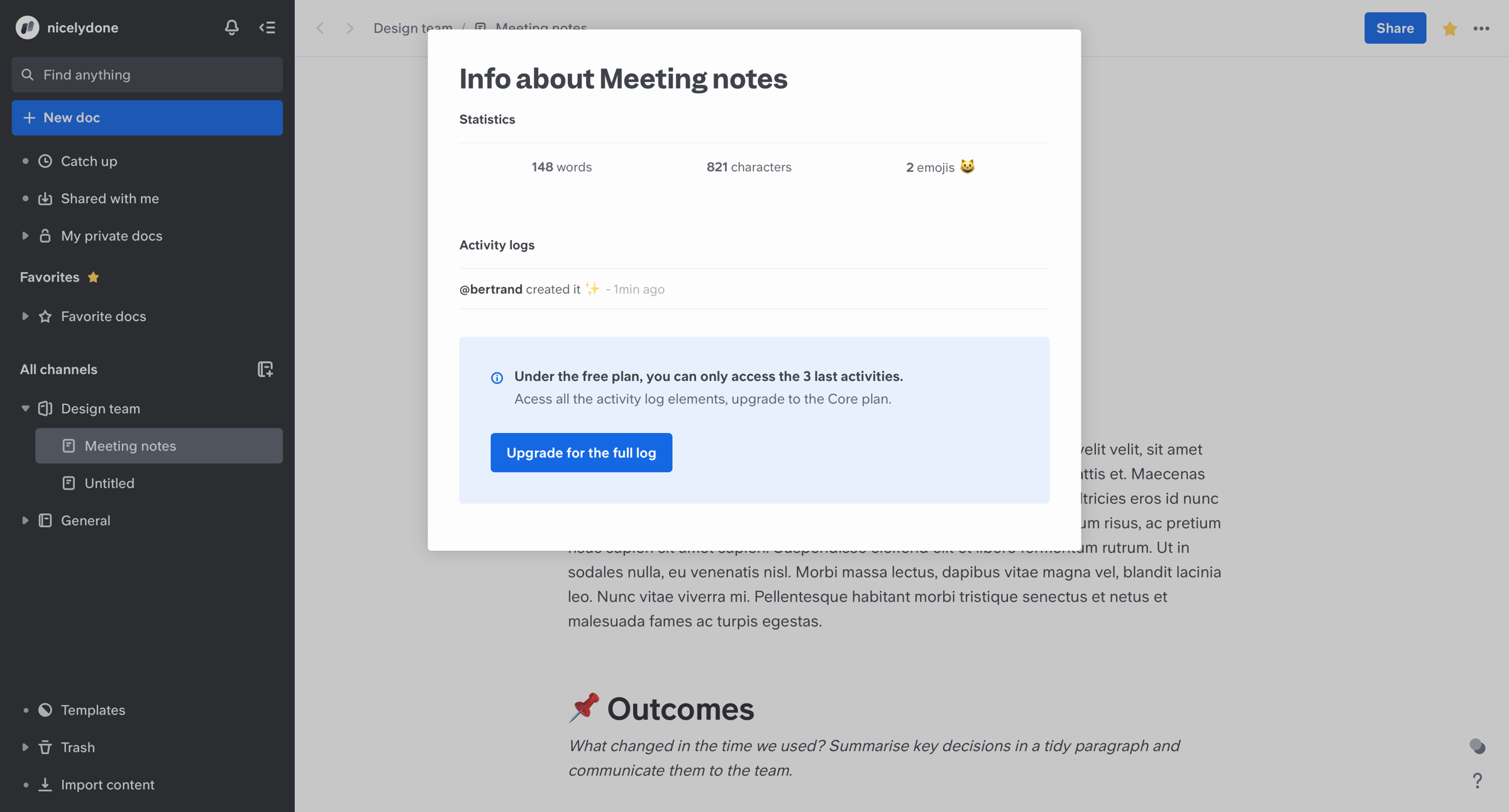 Meeting notes - Design team from Slite
