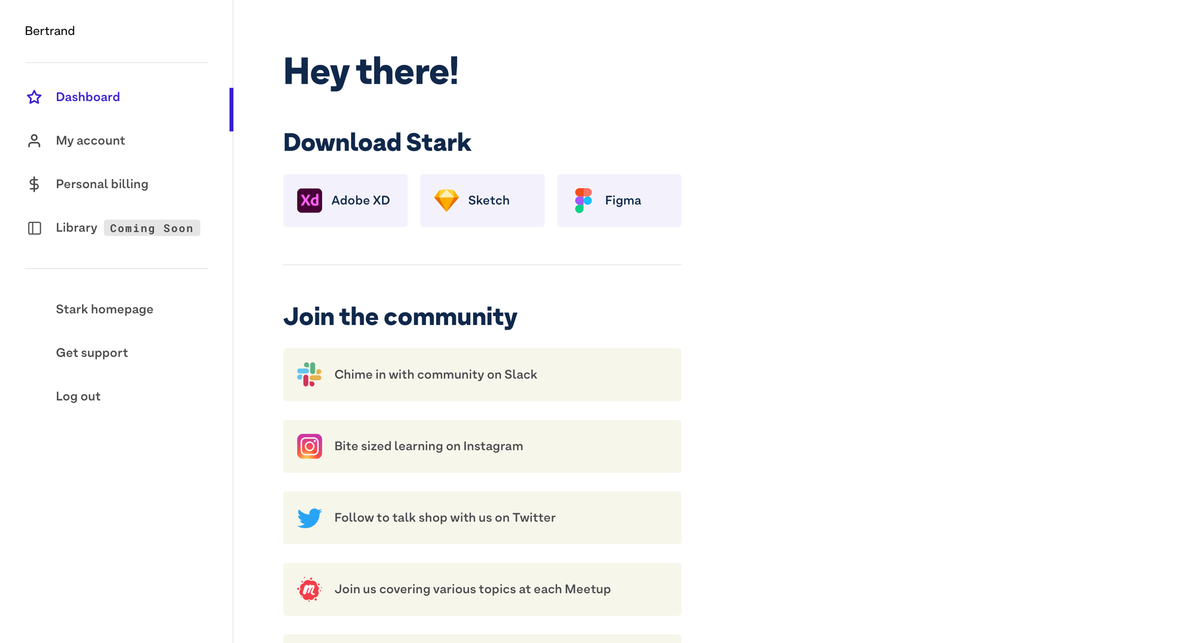 Stark - Stark - Dashboard screen