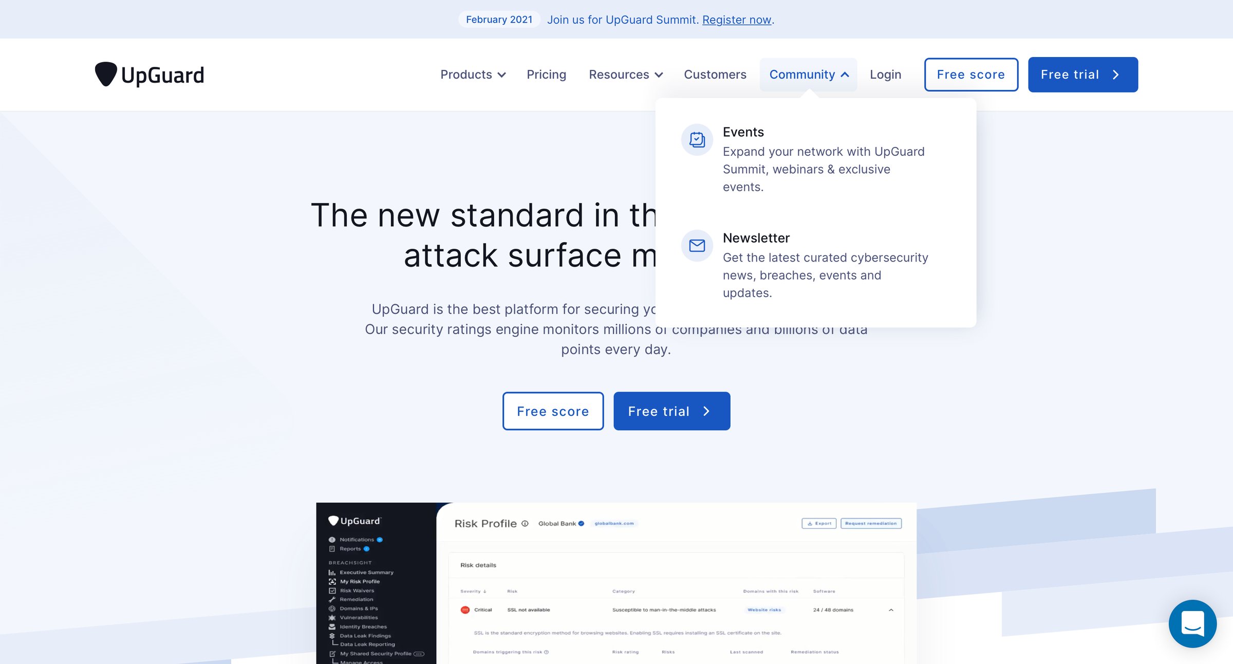 Upguard - Third-Party Risk and Attack Surface Management Software | UpGuard screen