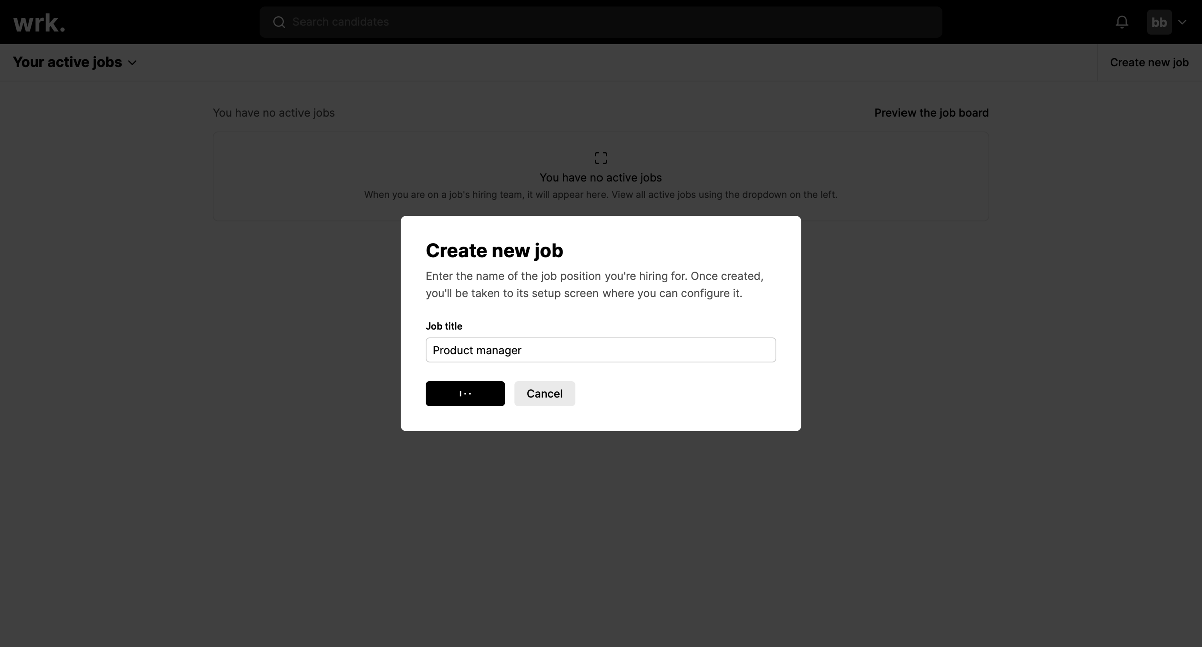 Wrk - Jobs | Wrk screen