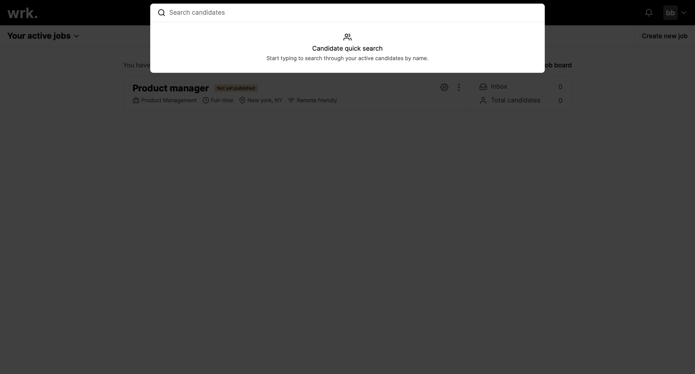 Wrk - Jobs | Wrk screen