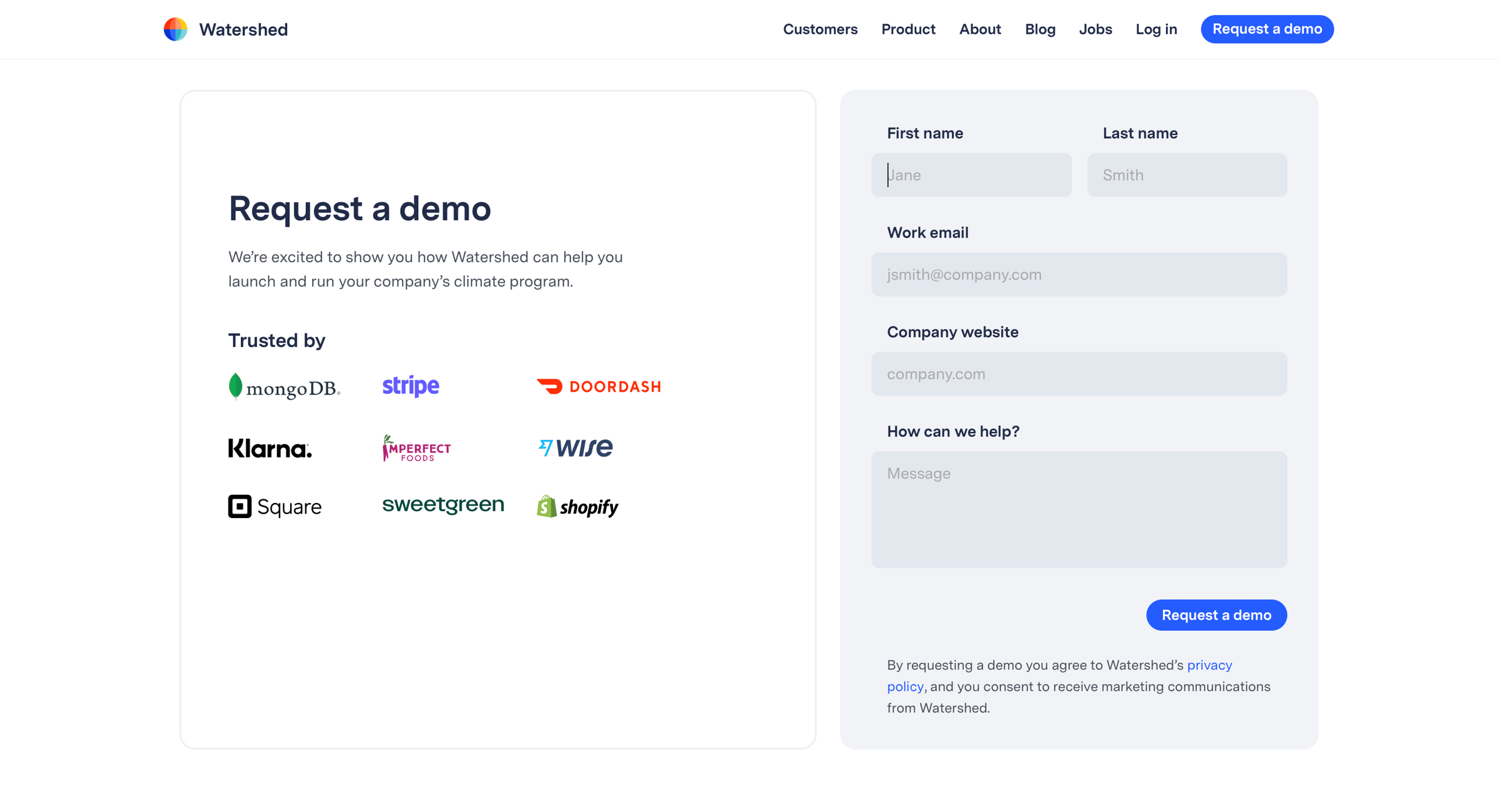 Watershed - Request a demo – Watershed screen