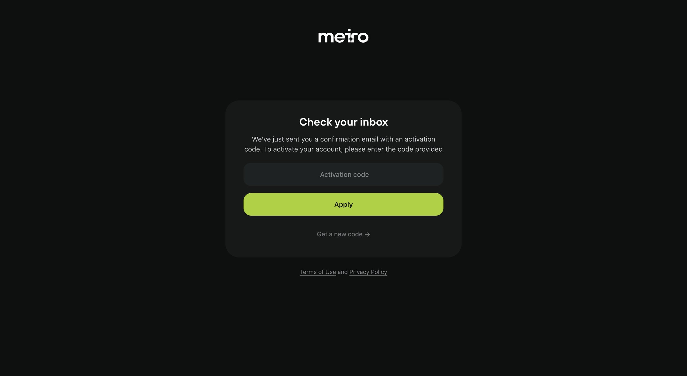 Meiro - Log in · Meiro screen