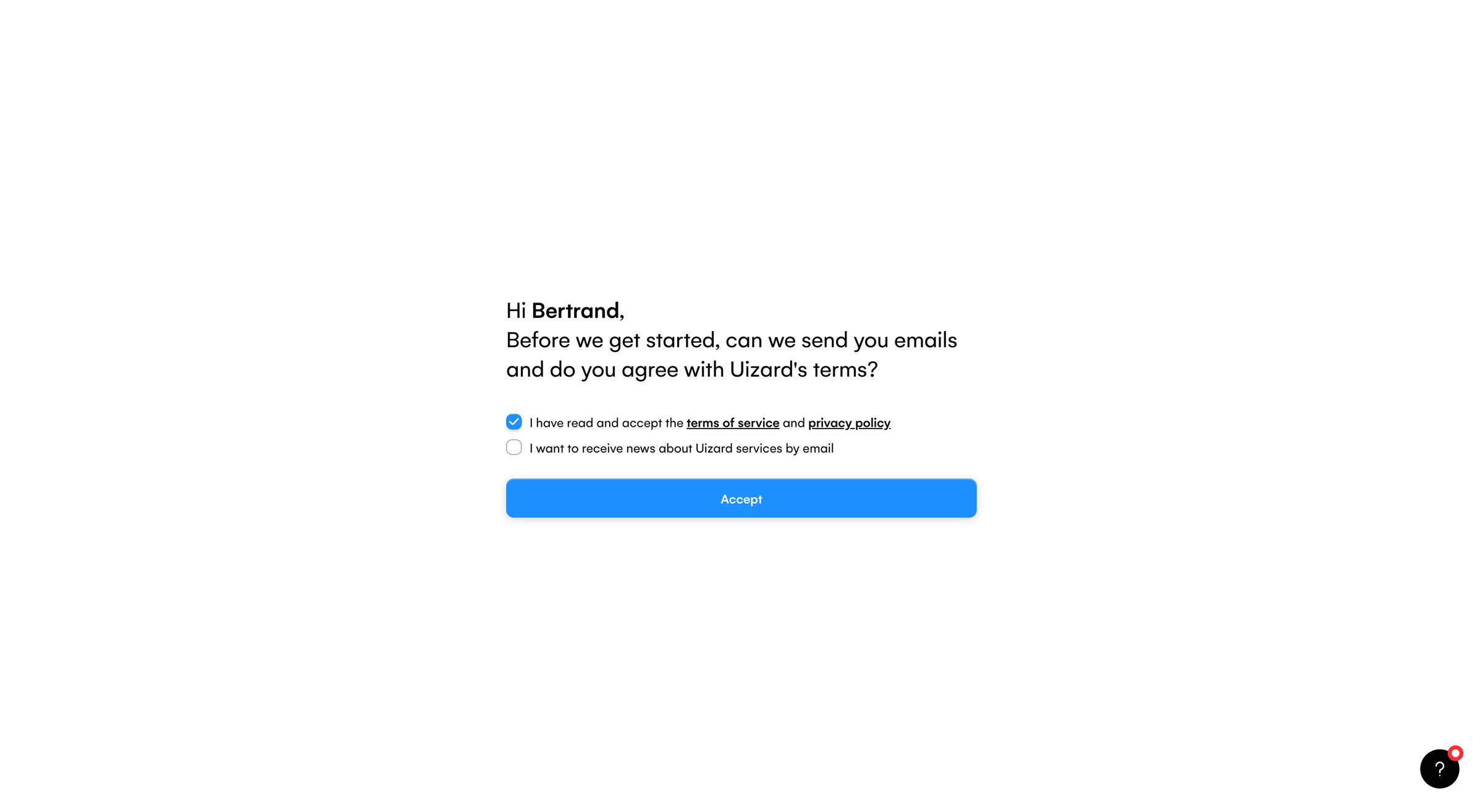 Uizard - Terms – Uizard screen