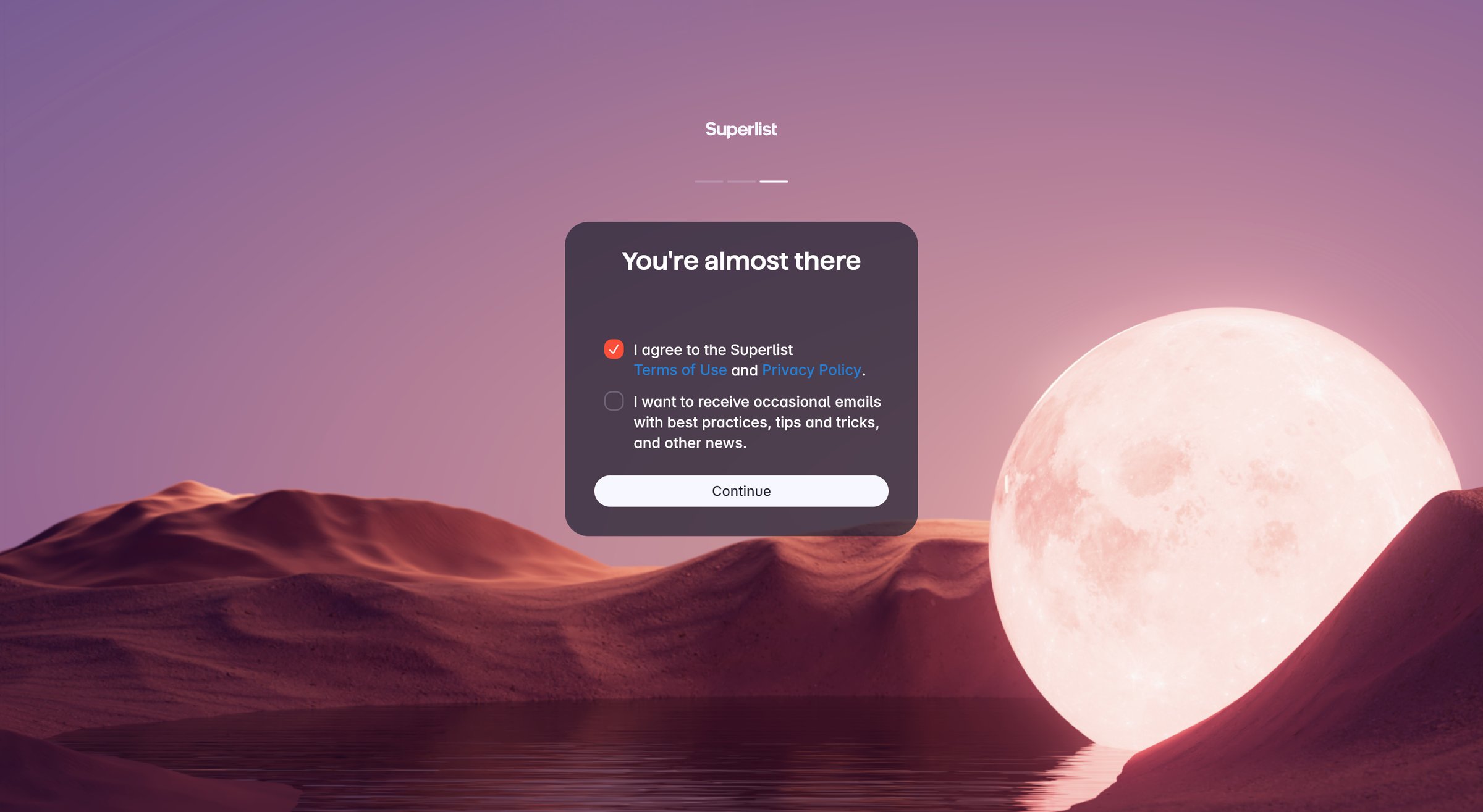 Superlist screen