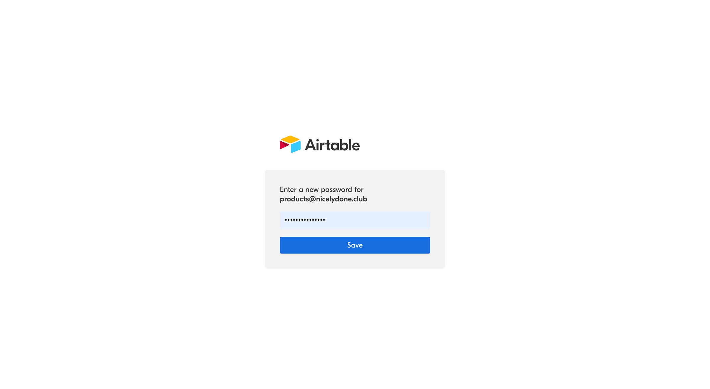Airtable - Password reset - Airtable screen