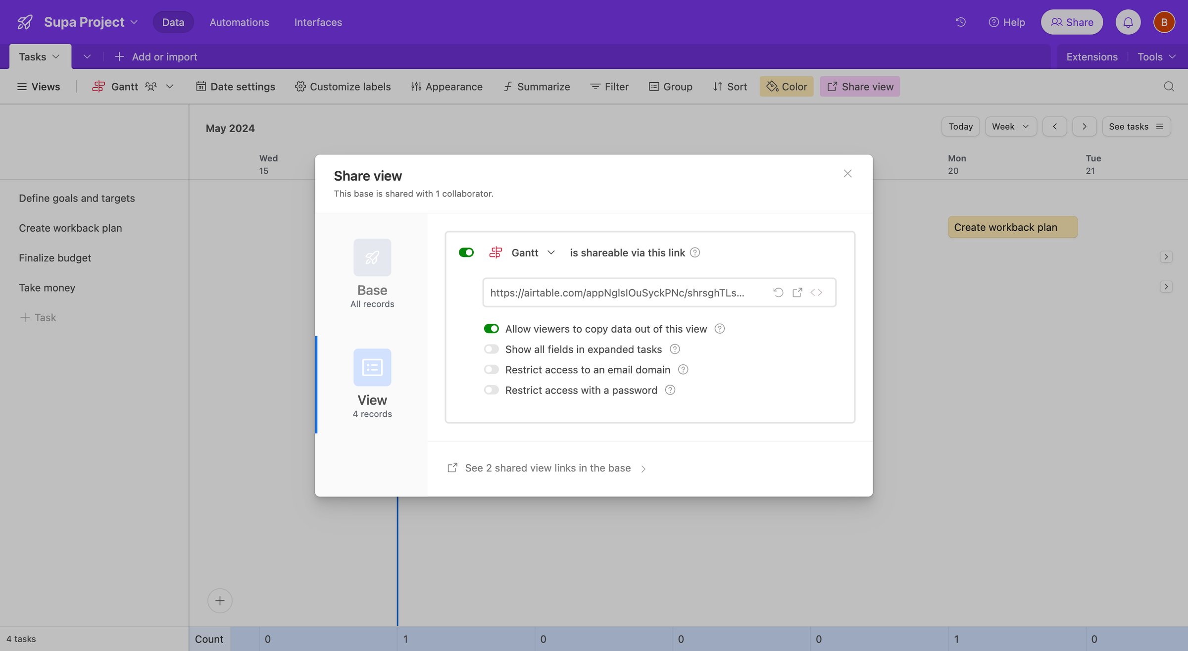 Airtable - Supa Project Tasks - Airtable screen